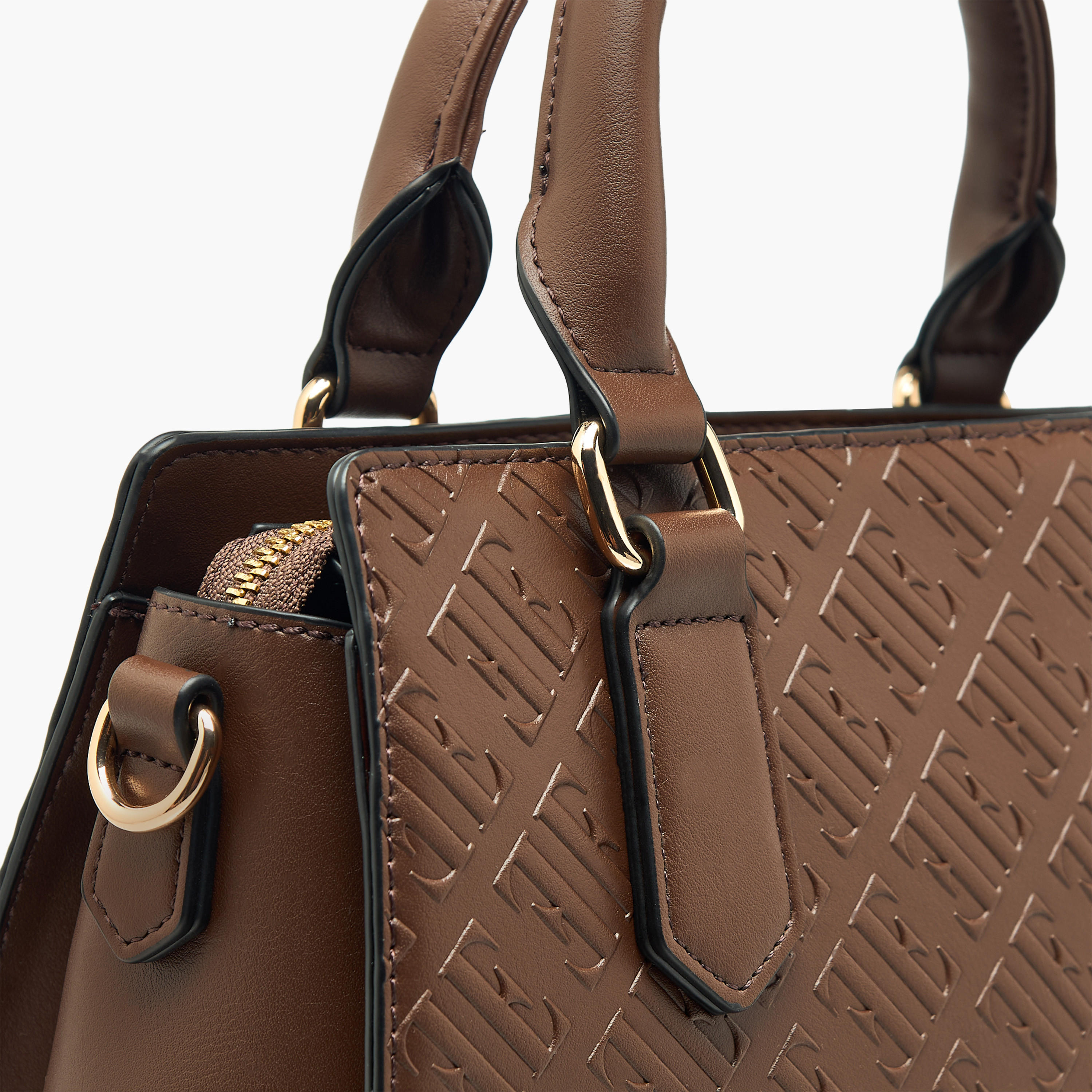 Elle Monogram Embossed Tote Bag with Detachable Strap and Zip Closure-women-bagsandwallets-handbags-image-7