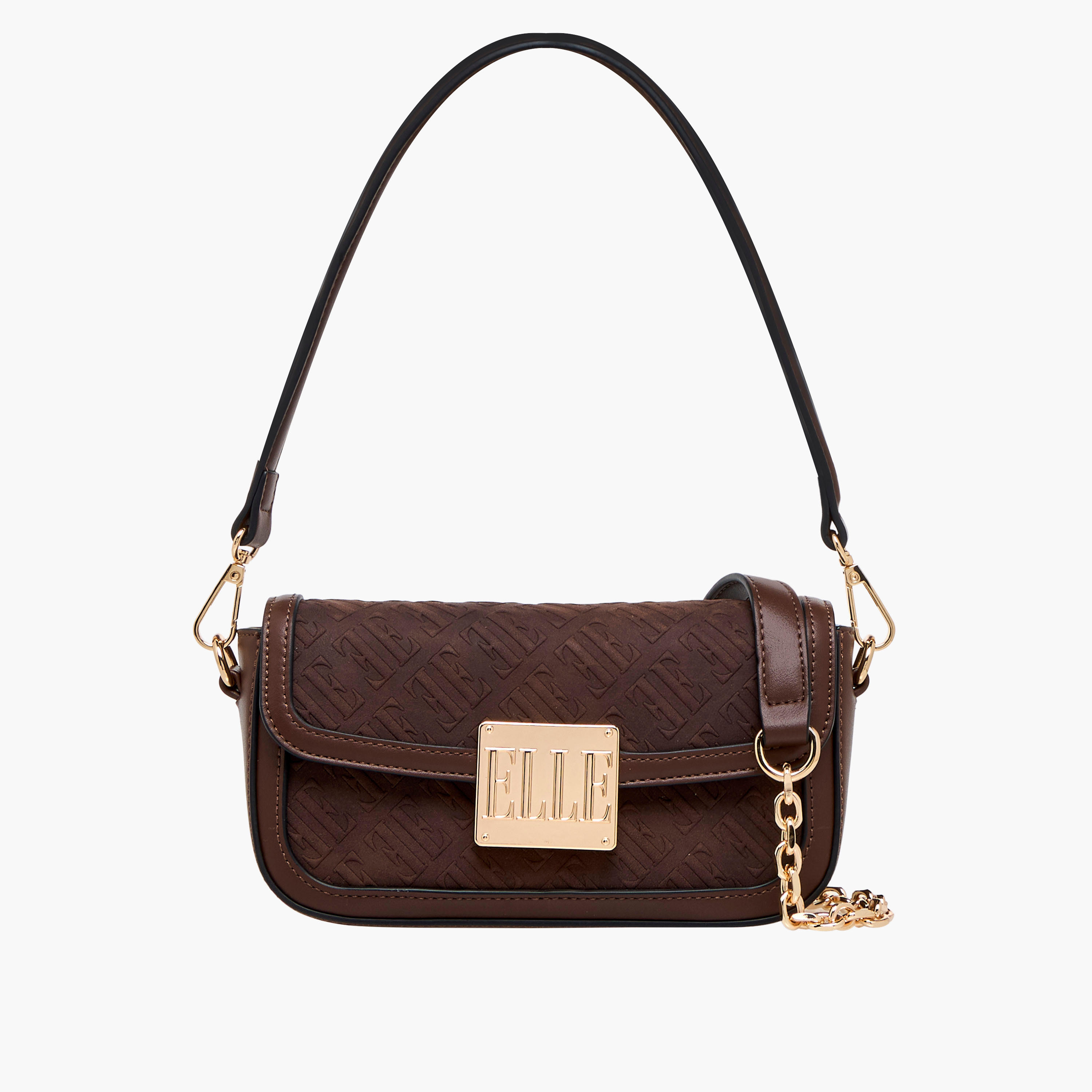 شنطة كتف بنقوش مونوجرام وحزام سلسلة قابلة للفصل من إيل-women-bagsandwallets-handbags-image-1