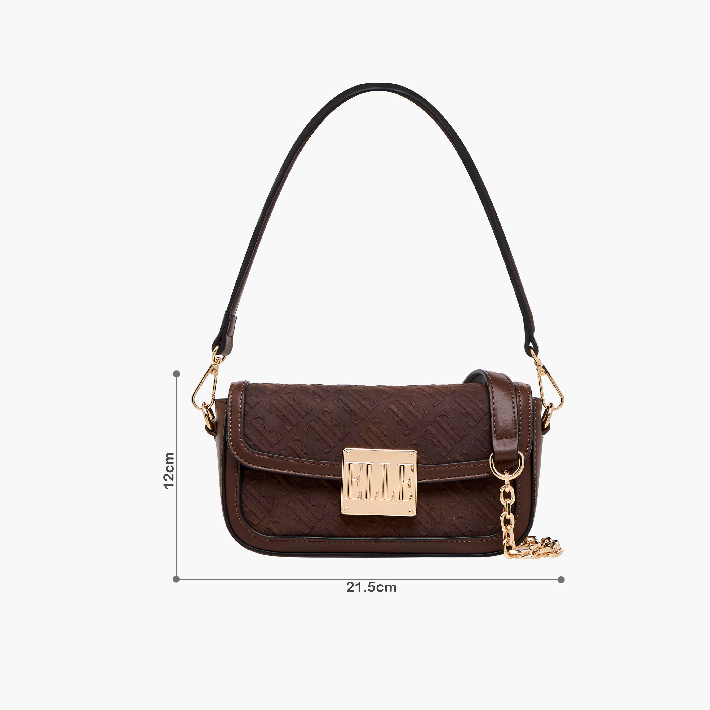 شنطة كتف بنقوش مونوجرام وحزام سلسلة قابلة للفصل من إيل-women-bagsandwallets-handbags-image-2