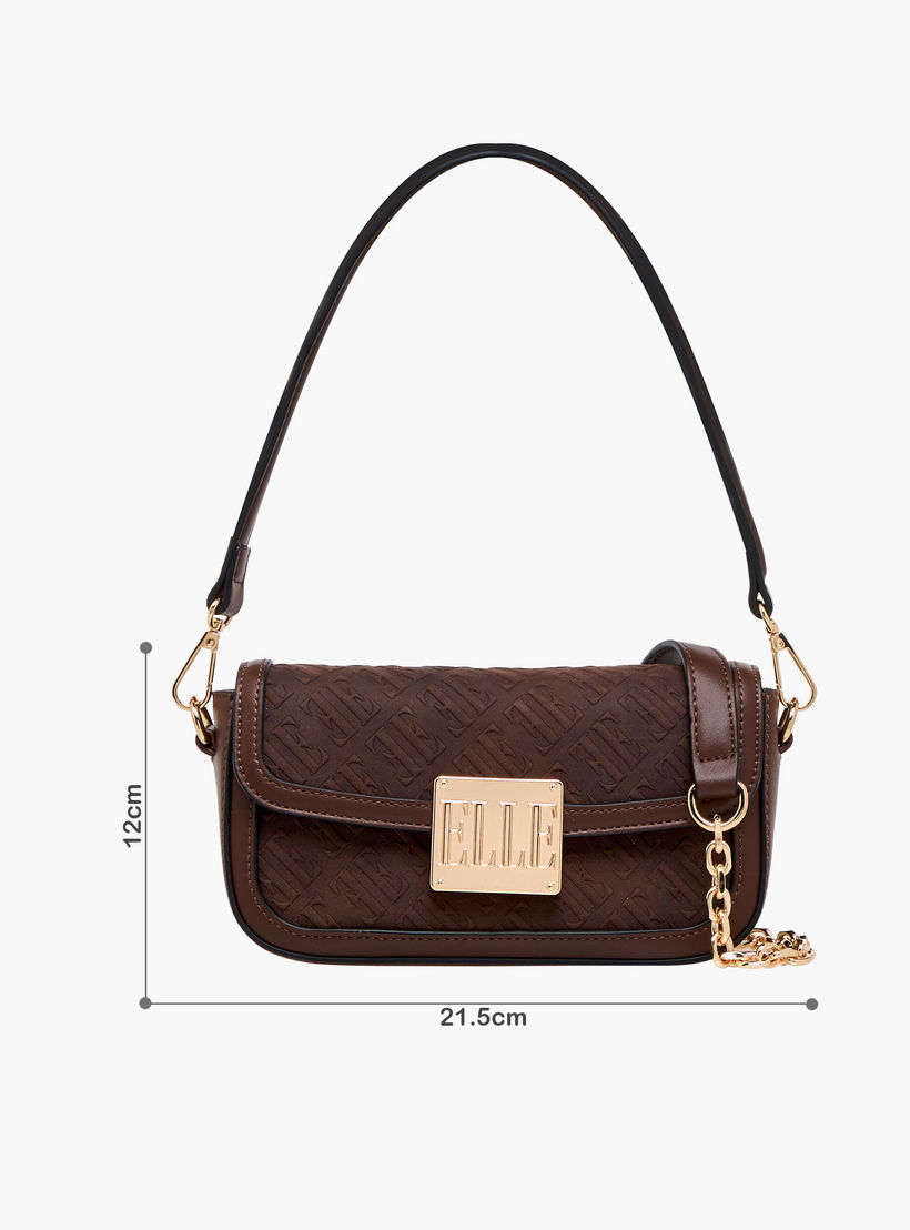 شنطة كتف بنقوش مونوجرام وحزام سلسلة قابلة للفصل من إيل-women-bagsandwallets-handbags-image-2