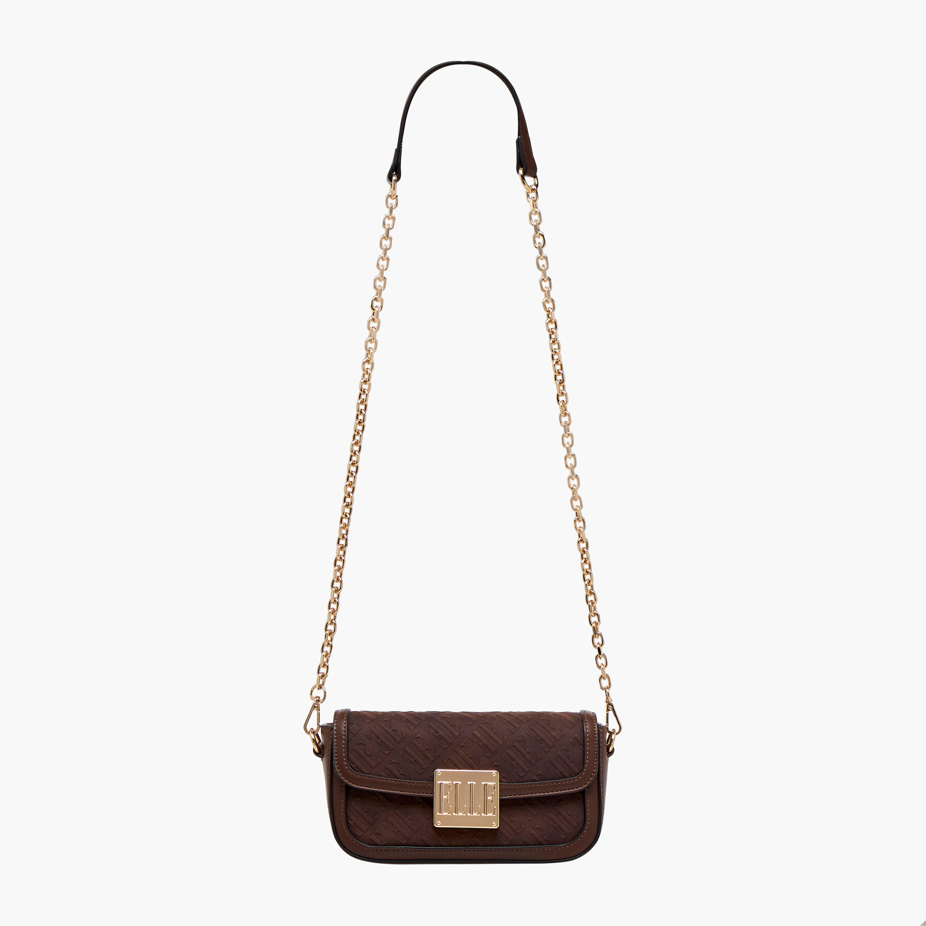 شنطة كتف بنقوش مونوجرام وحزام سلسلة قابلة للفصل من إيل-women-bagsandwallets-handbags-image-4