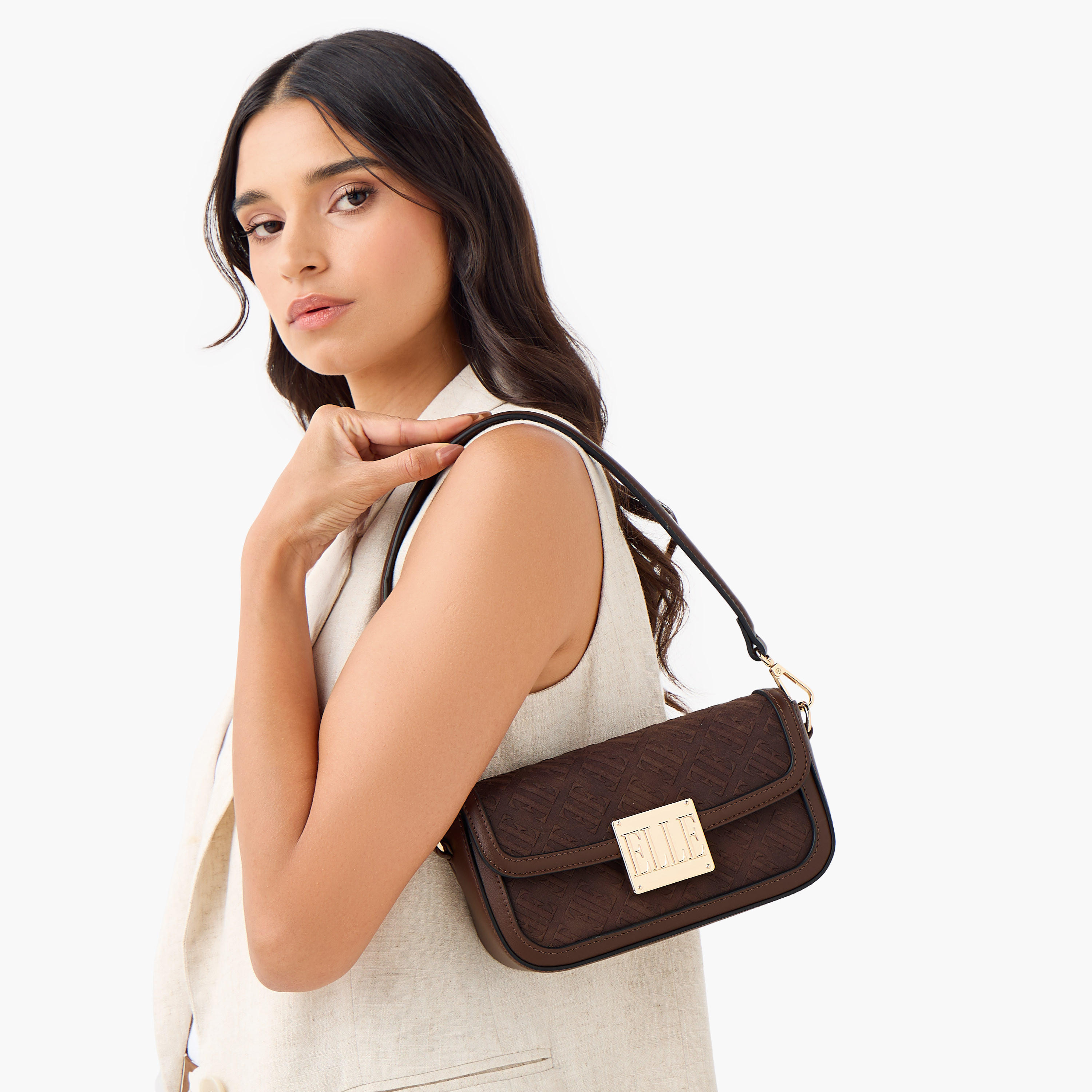 شنطة كتف بنقوش مونوجرام وحزام سلسلة قابلة للفصل من إيل-women-bagsandwallets-handbags-image-9