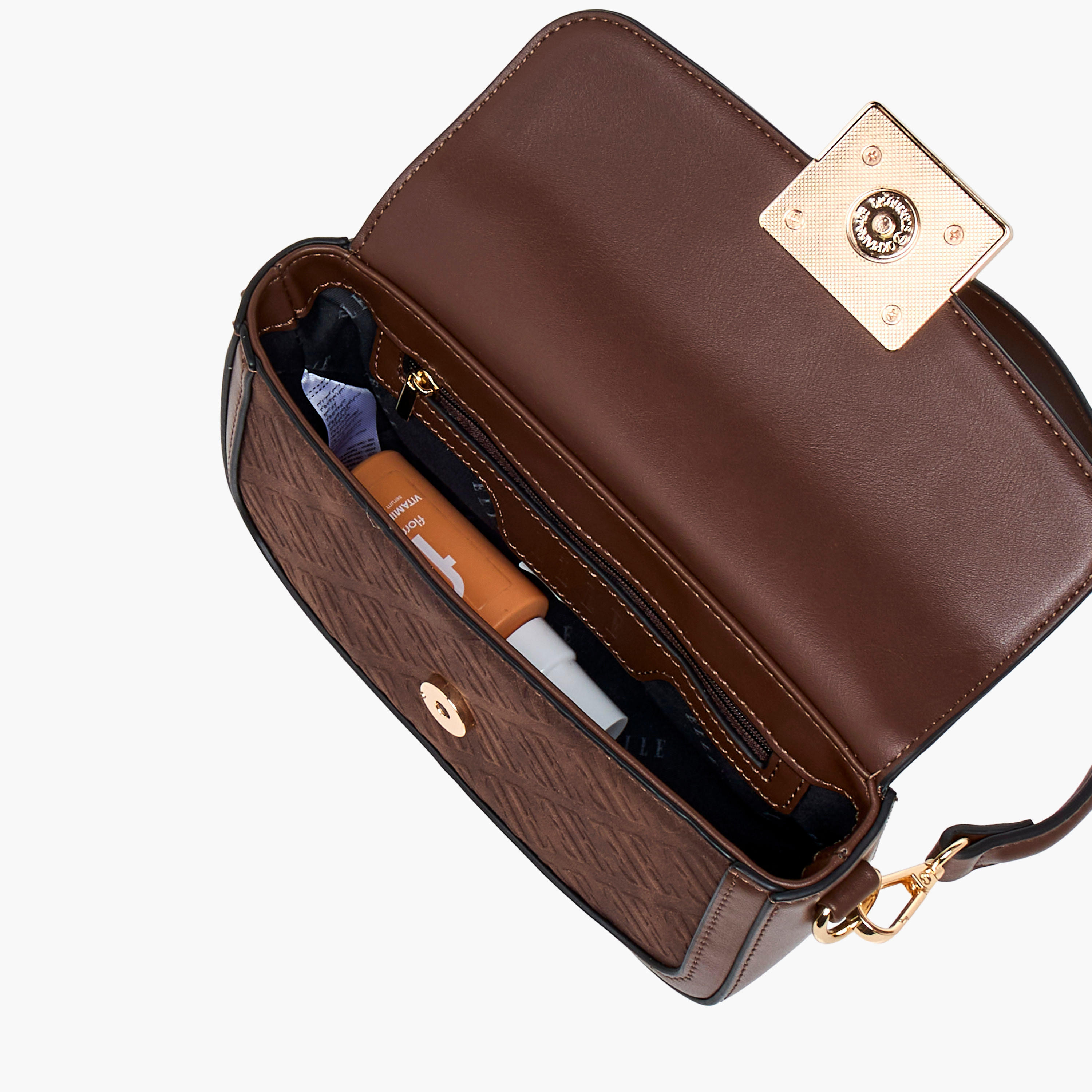 شنطة كتف بنقوش مونوجرام وحزام سلسلة قابلة للفصل من إيل-women-bagsandwallets-handbags-image-10