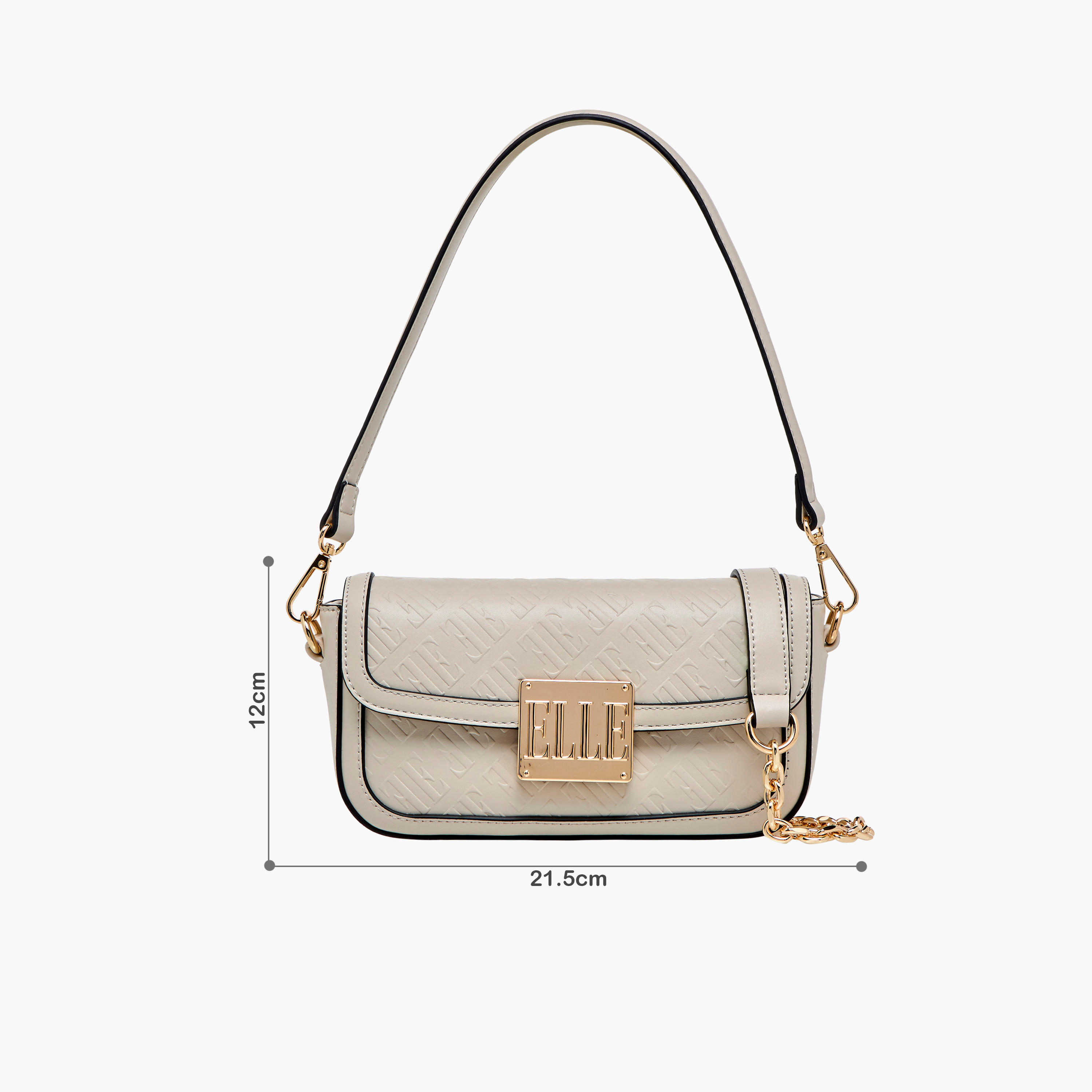 Elle Monogram Embossed Shoulder Bag with Detachable Chain Strap-women-bagsandwallets-handbags-image-2