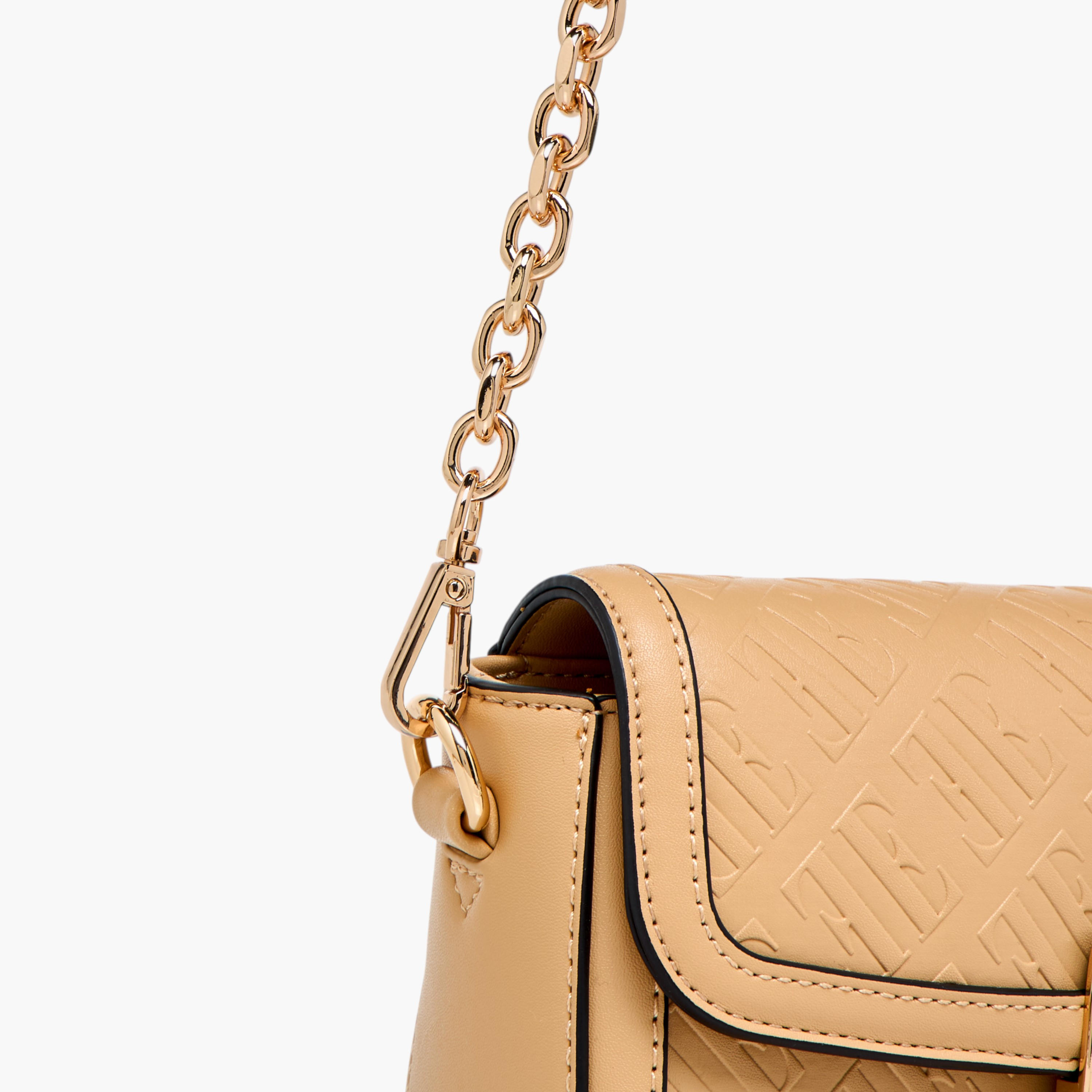 Elle Monogram Embossed Shoulder Bag with Detachable Chain Strap-women-bagsandwallets-handbags-image-7