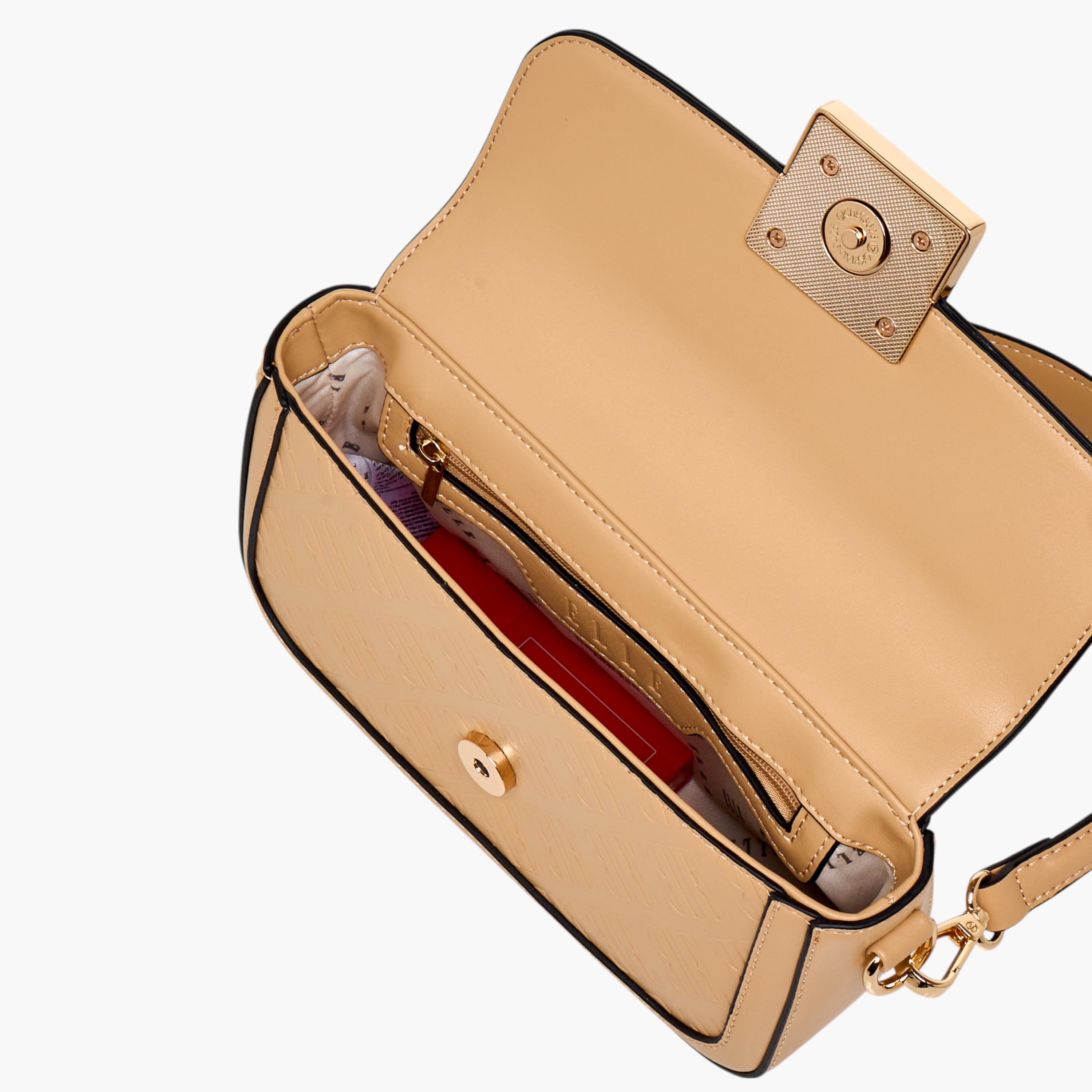 شنطة كتف بنقوش مونوجرام وحزام سلسلة قابلة للفصل من إيل-women-bagsandwallets-handbags-image-1