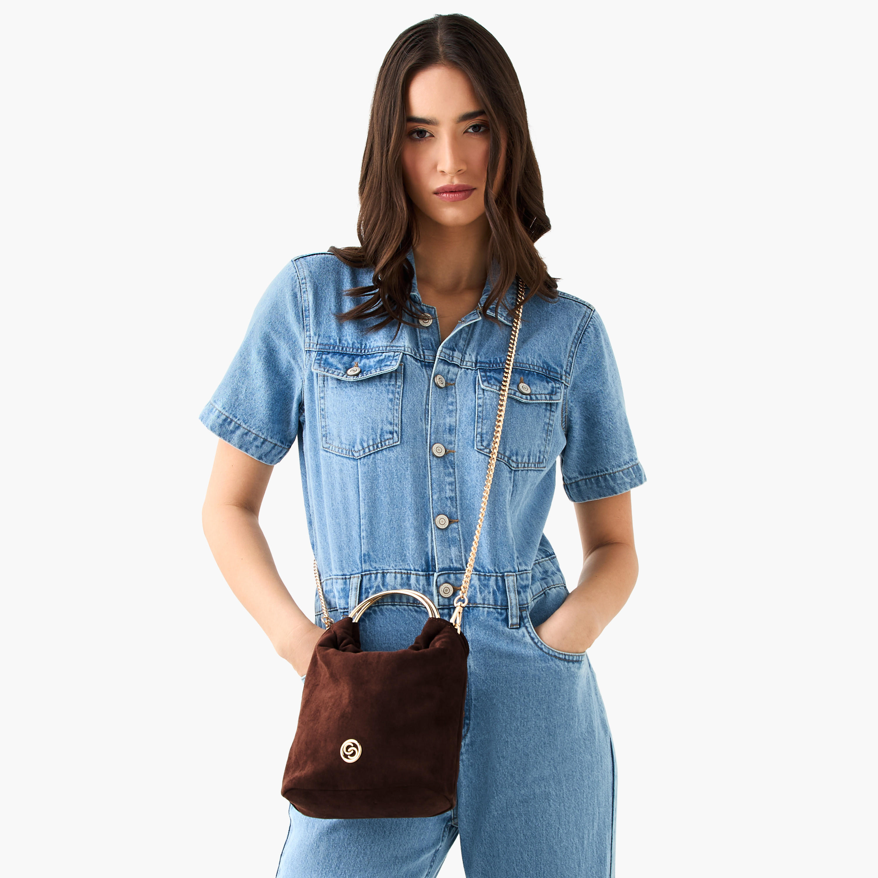 Celeste Solid Crossbody Bag with Detachable Chain Strap and Button Closure-women-bagsandwallets-handbags-image-2