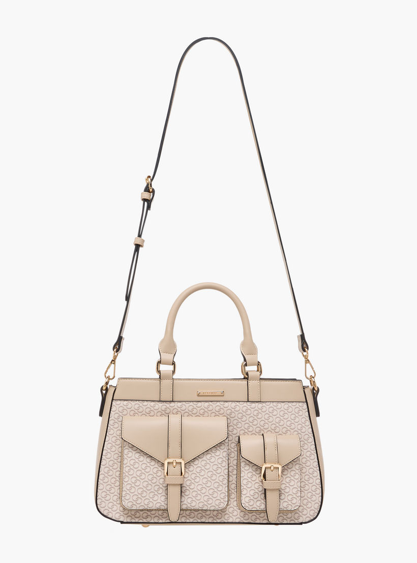 Celeste Monogram Print Tote Bag with Detachable Strap and Zip Closure-women-bagsandwallets-handbags-image-4