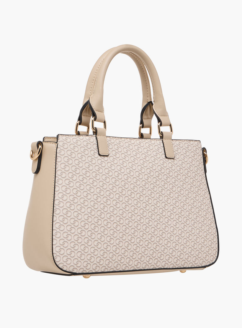 Celeste Monogram Print Tote Bag with Detachable Strap and Zip Closure-women-bagsandwallets-handbags-image-5