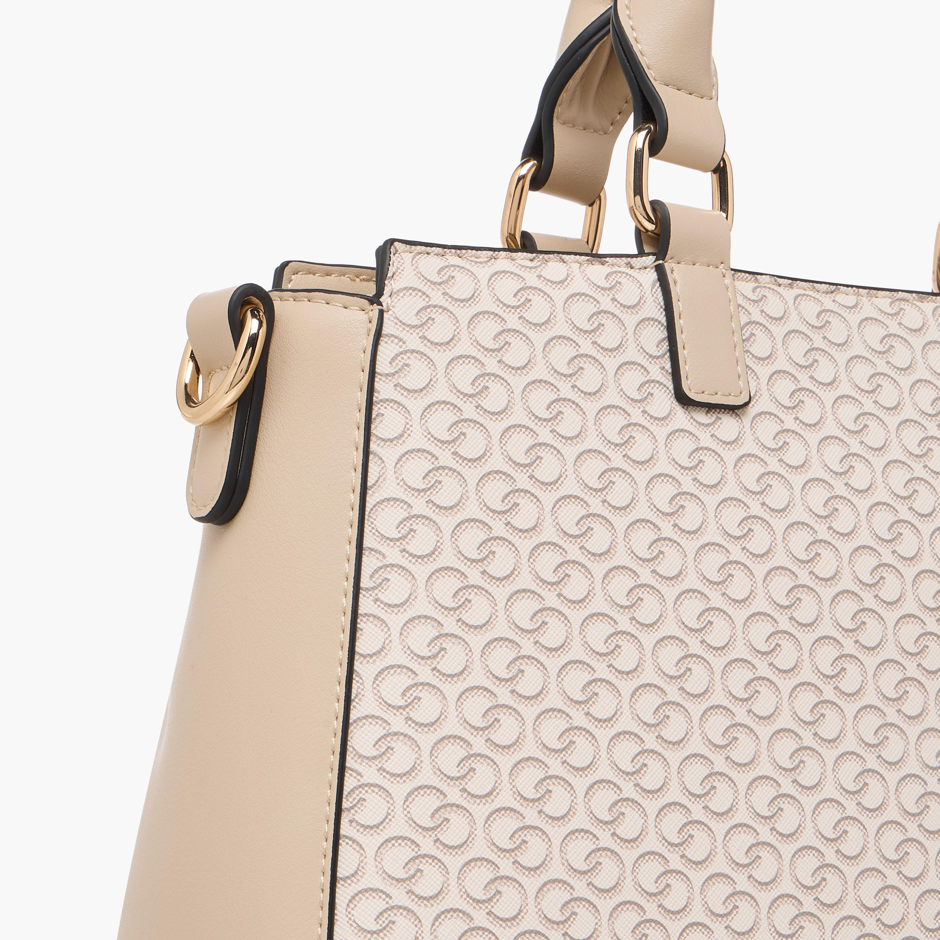 Celeste Monogram Print Tote Bag with Detachable Strap and Zip Closure-women-bagsandwallets-handbags-image-7