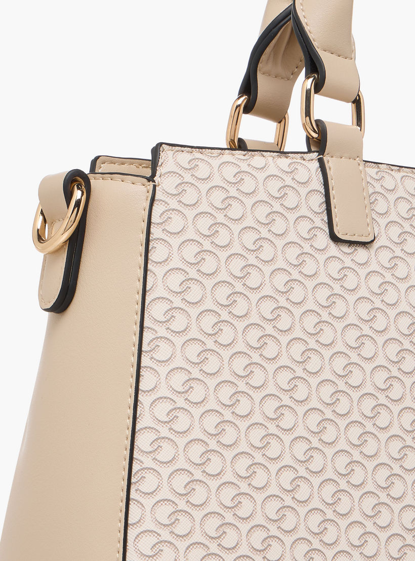 Celeste Monogram Print Tote Bag with Detachable Strap and Zip Closure-women-bagsandwallets-handbags-image-7