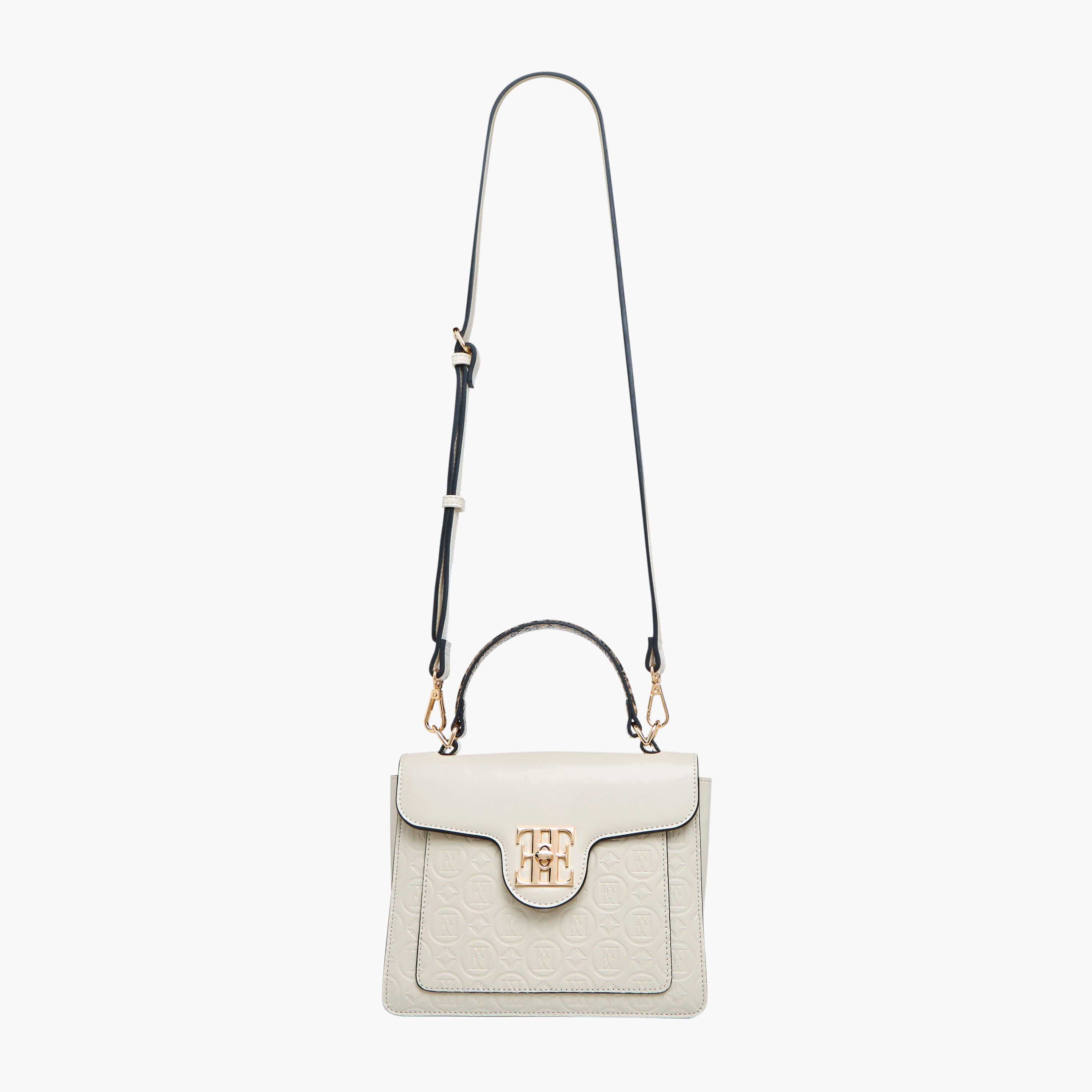 شنطة ساتشيل بارزة الملمس بنقوش مونوجرام مع مقبض علوي من إيل-women-bagsandwallets-handbags-image-4