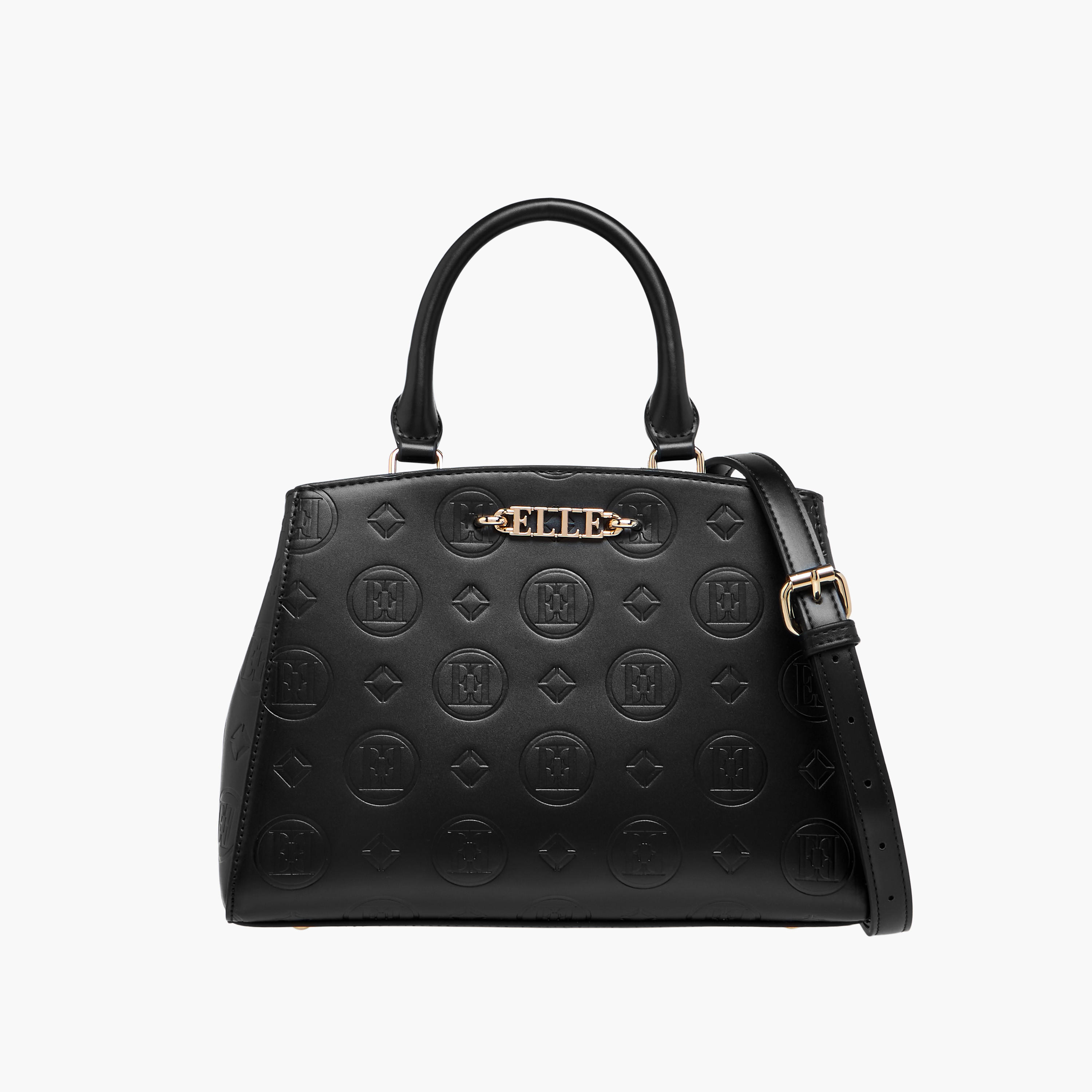 Elle Monogram Embossed Tote Bag with Double Handle-women-bagsandwallets-handbags-image-1