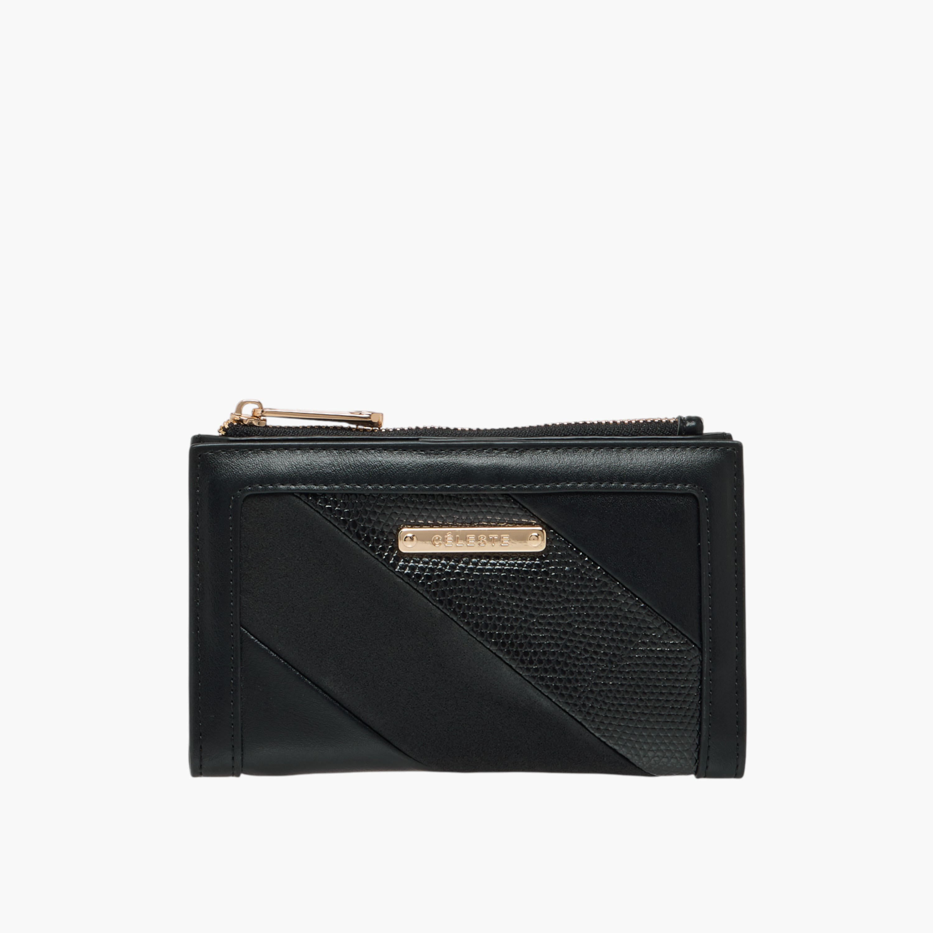Celeste Textured Bi-Fold Wallet with Snap Button Closure-women-bagsandwallets-wallets-image-1