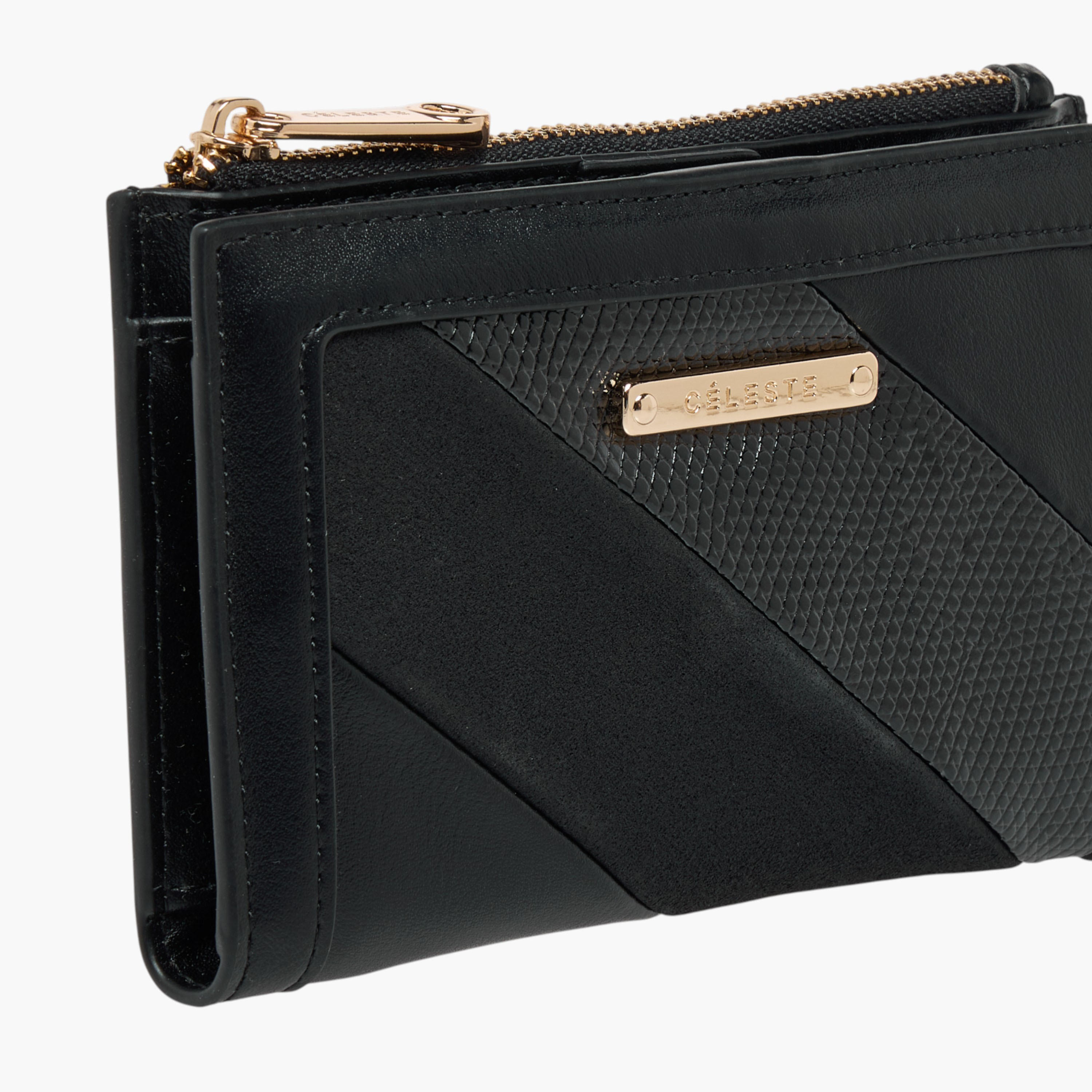 Celeste Textured Bi-Fold Wallet with Snap Button Closure-women-bagsandwallets-wallets-image-3