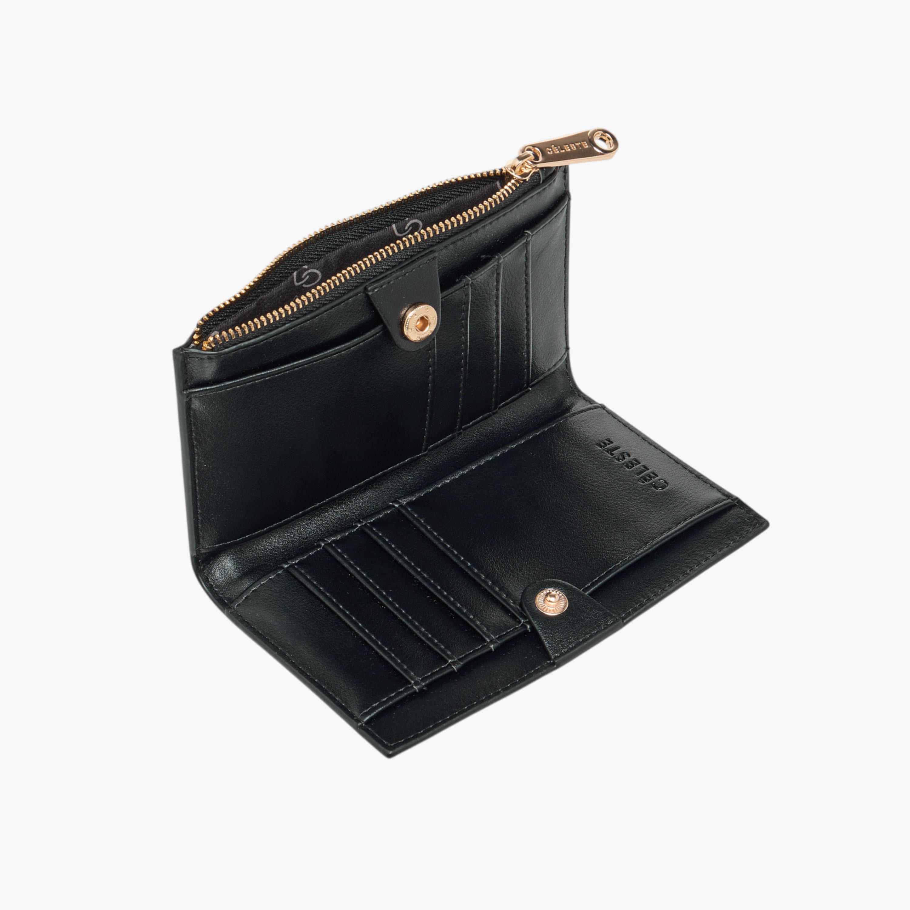 Celeste Textured Bi-Fold Wallet with Snap Button Closure-women-bagsandwallets-wallets-image-5