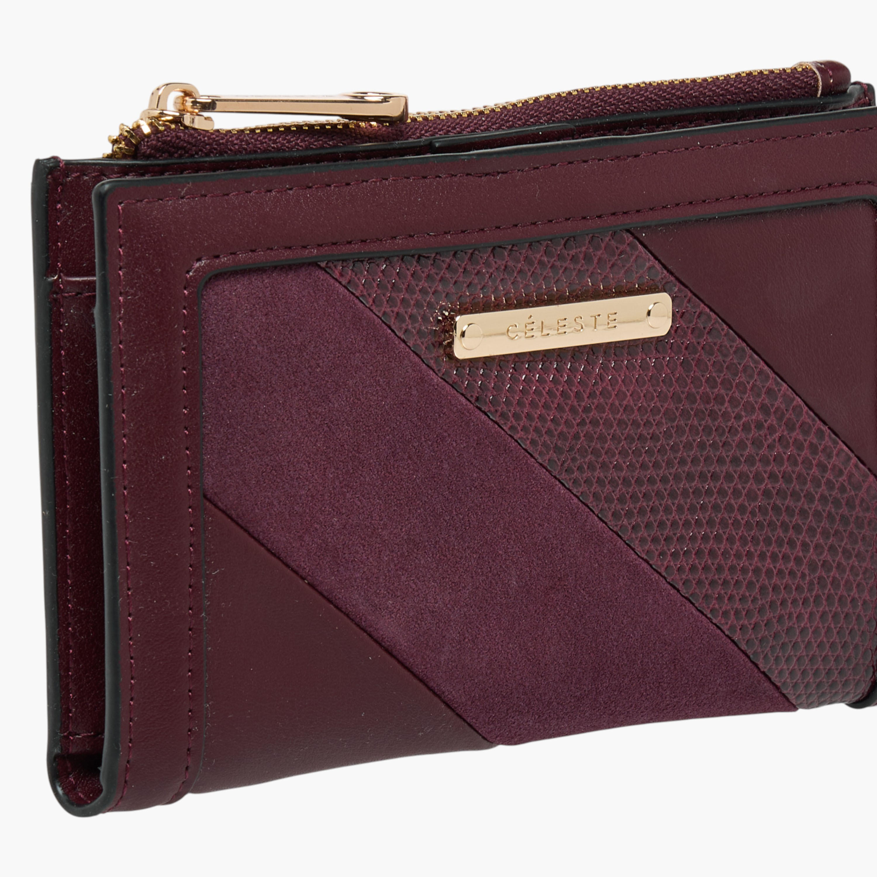 Celeste Textured Bi-Fold Wallet with Snap Button Closure-women-bagsandwallets-wallets-image-3