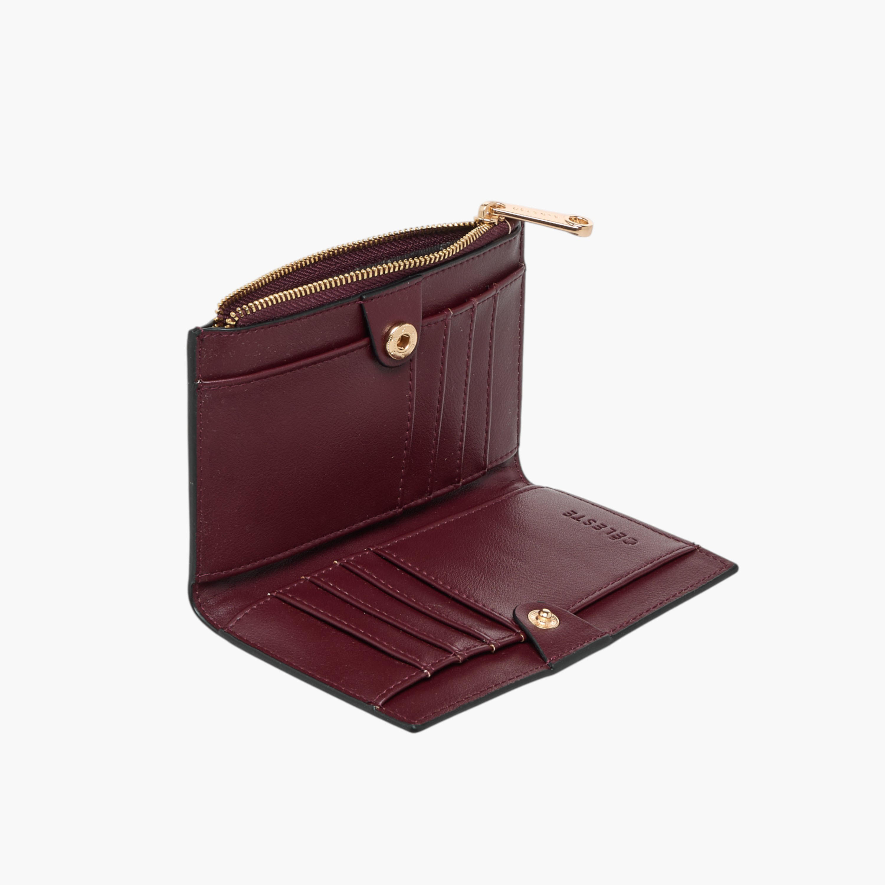 Celeste Textured Bi-Fold Wallet with Snap Button Closure-women-bagsandwallets-wallets-image-5