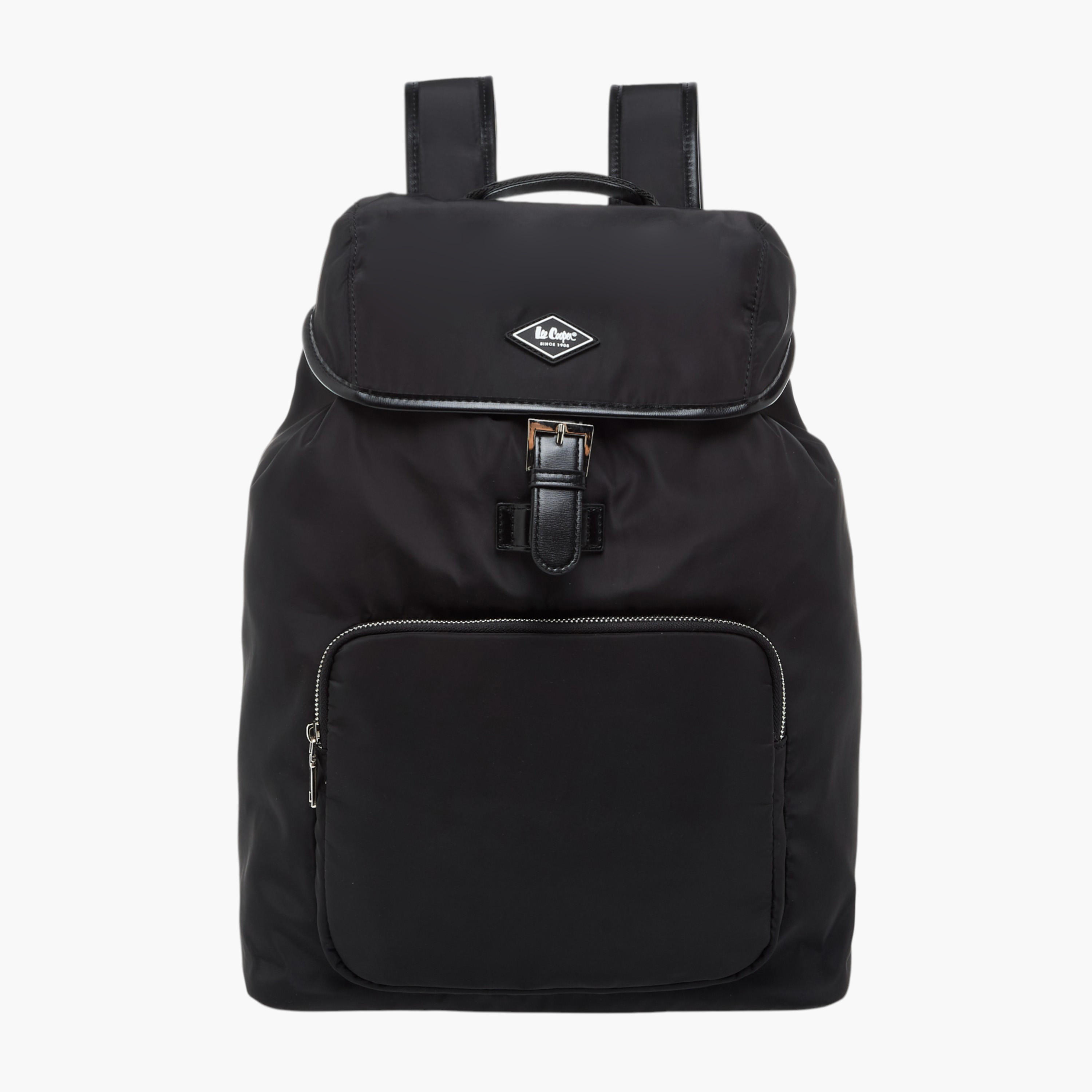 Lee Cooper Solid Backpack with Adjustable Straps - 33x15x43 cm-men-bags-image-1