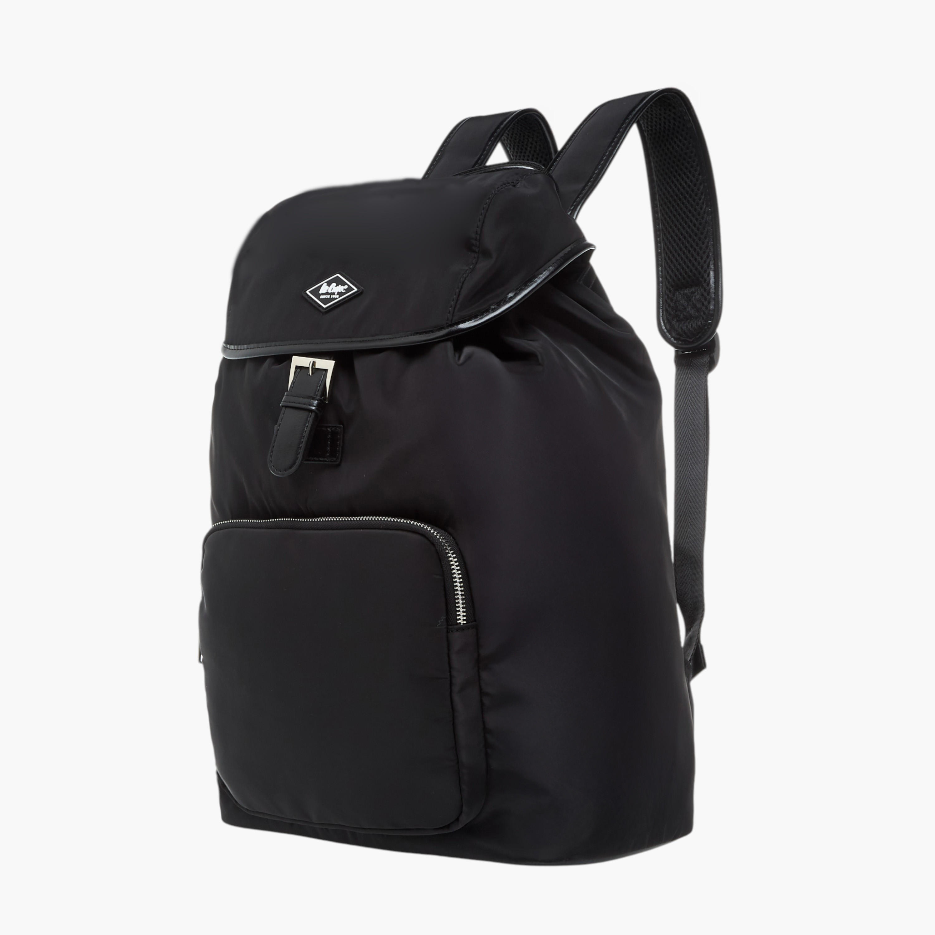 Lee Cooper Solid Backpack with Adjustable Straps - 33x15x43 cm-men-bags-image-2