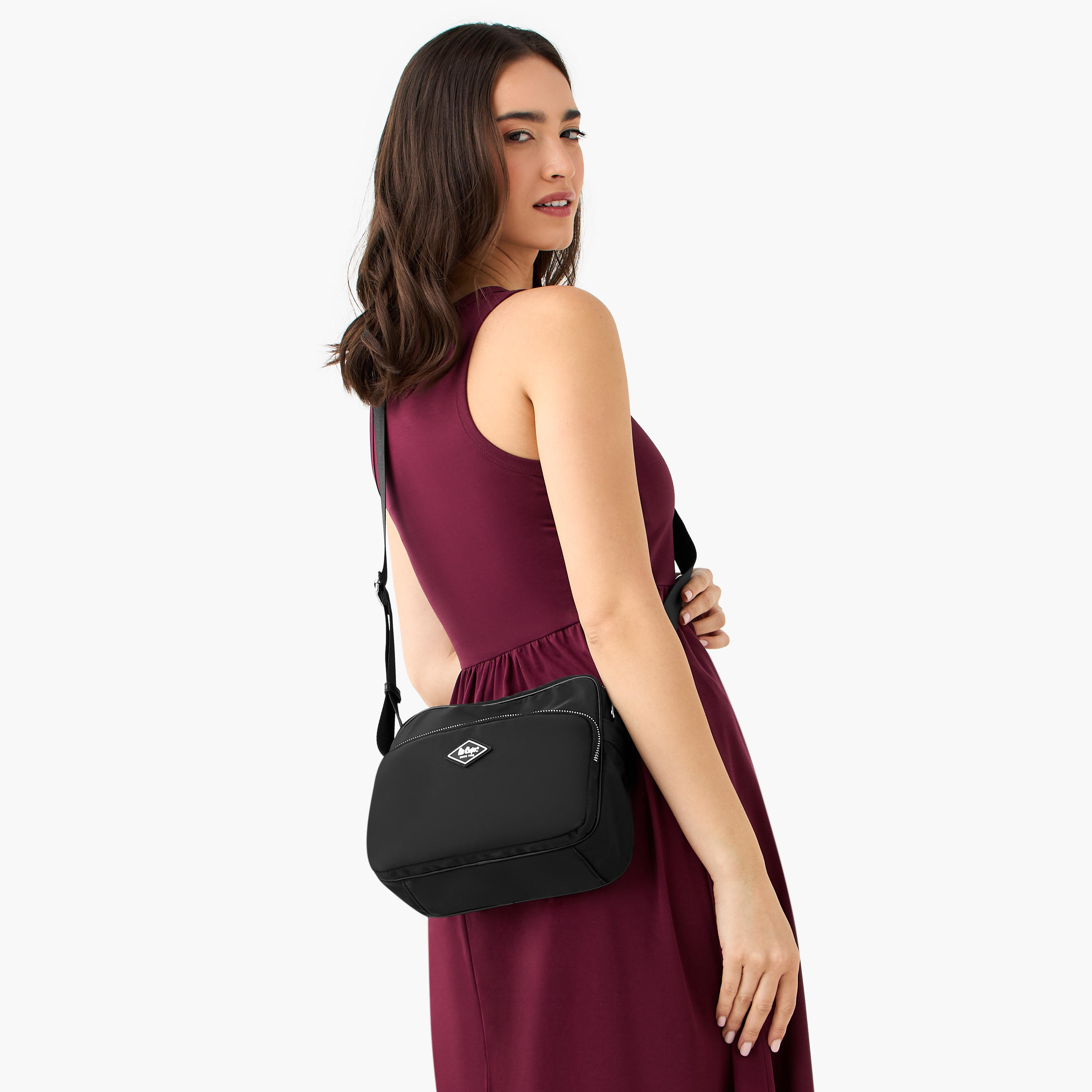 Lee Cooper Solid Crossbody Bag with Adjustable Strap-women-bagsandwallets-handbags-image-2