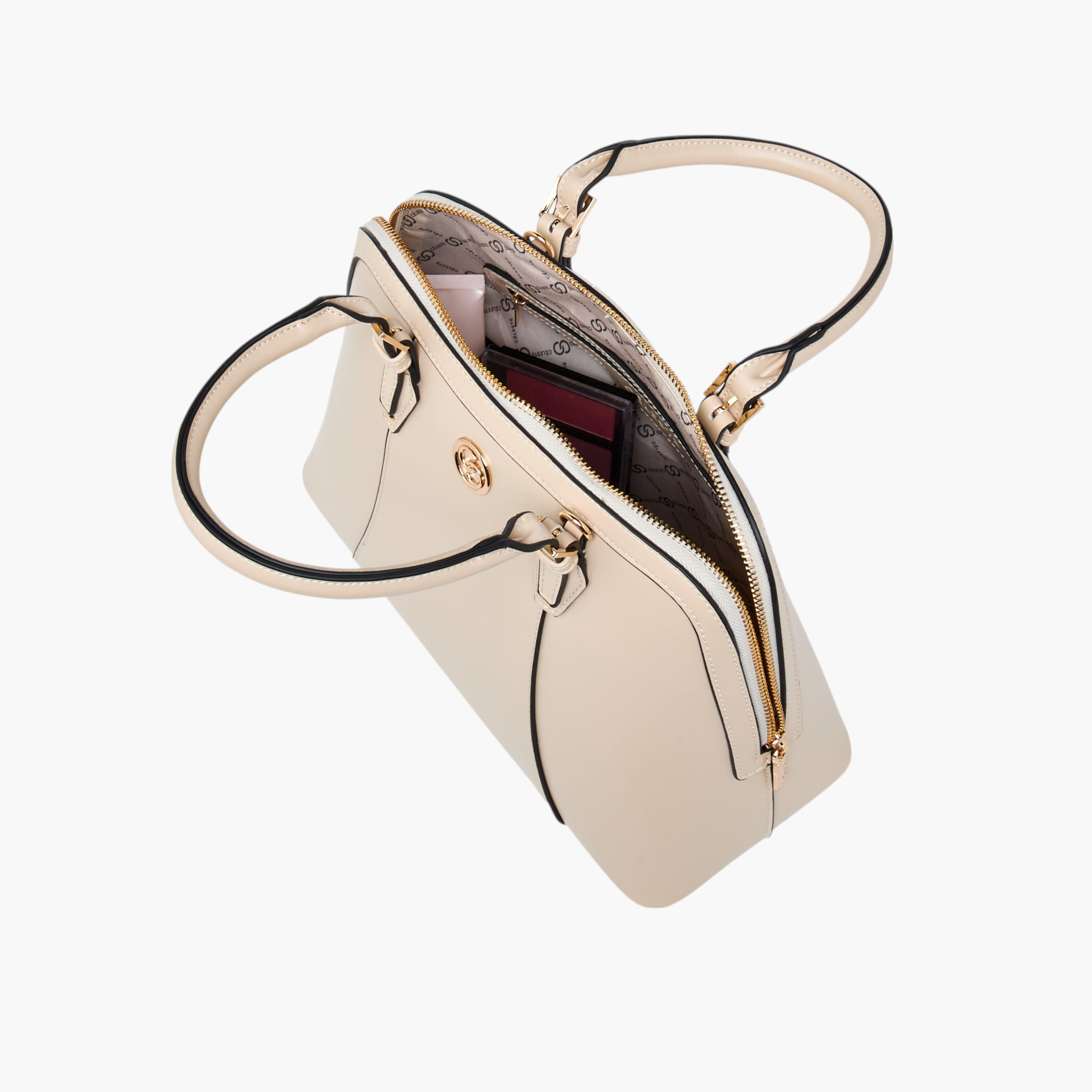 Celeste Solid Tote Bag with Detachable Strap and Zip Closure-women-bagsandwallets-handbags-image-10