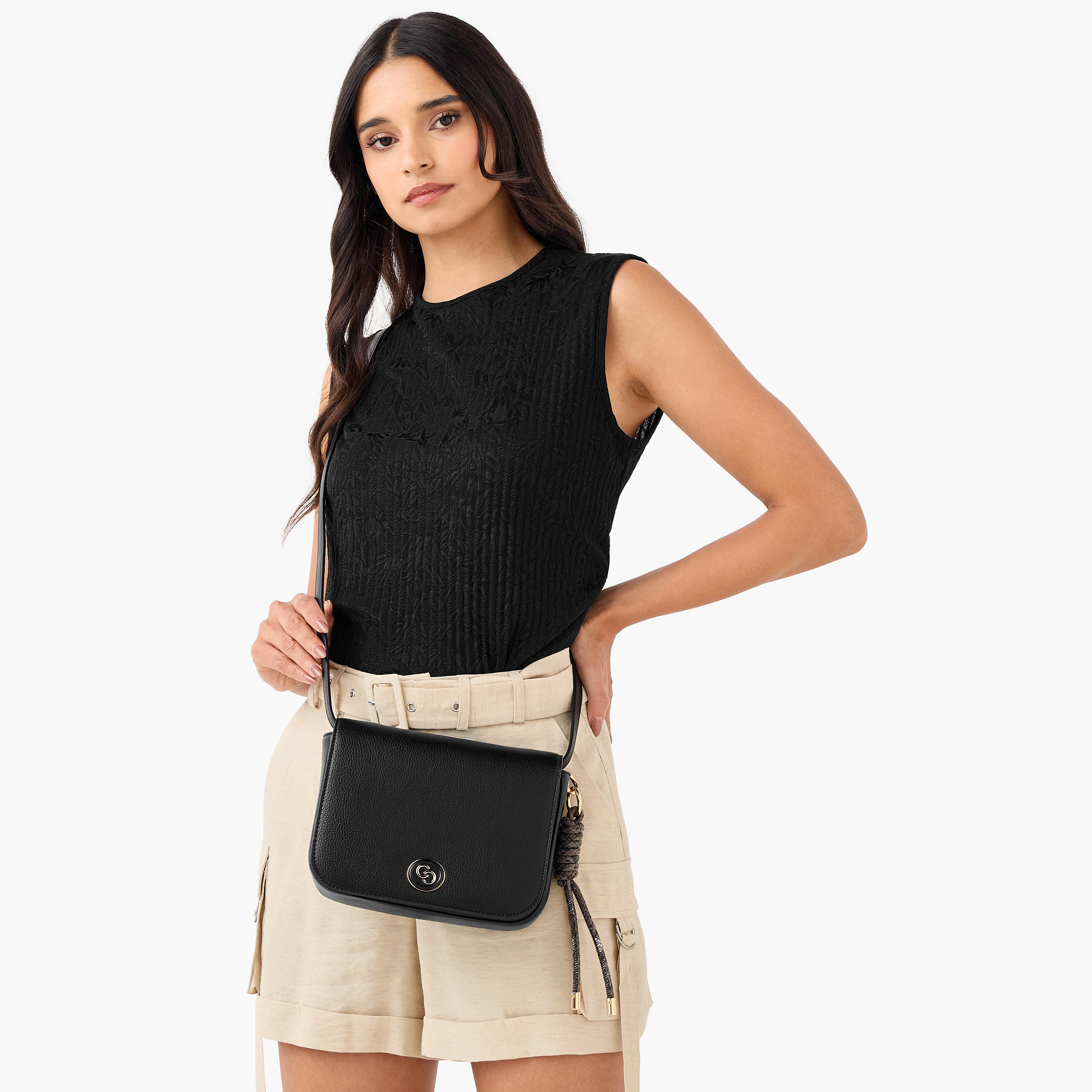 Celeste Solid Crossbody Bag with Adjustable Strap and Button Closure-women-bagsandwallets-handbags-image-2
