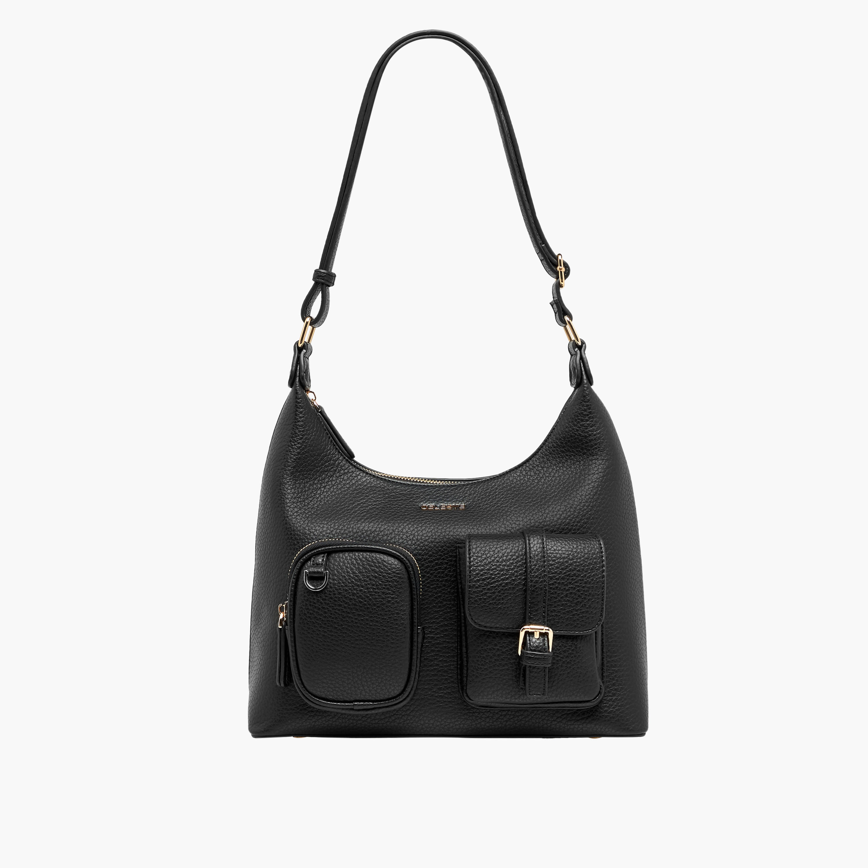 شنطة كتف سادة بسحاب إغلاق وحزام قابل للتعديل من سيليست-women-bagsandwallets-handbags-image-9