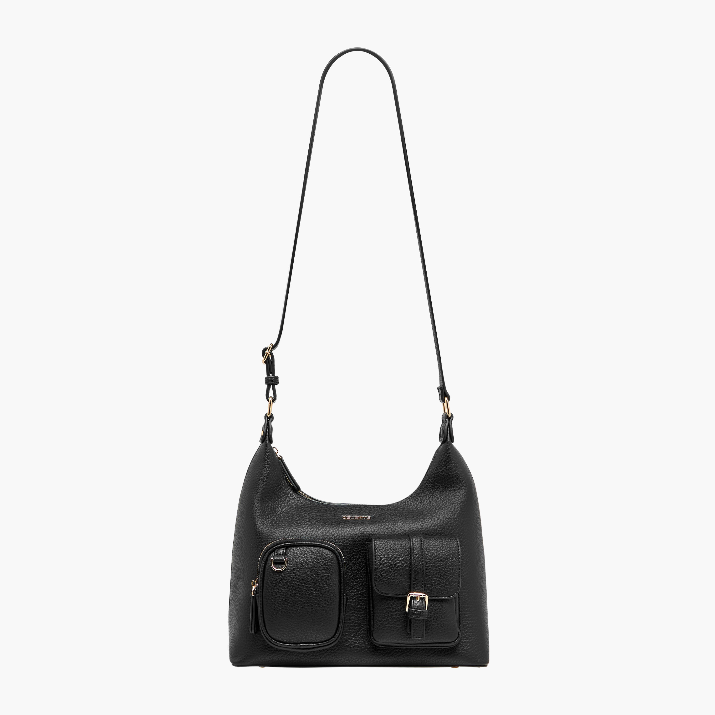 شنطة كتف سادة بسحاب إغلاق وحزام قابل للتعديل من سيليست-women-bagsandwallets-handbags-image-7