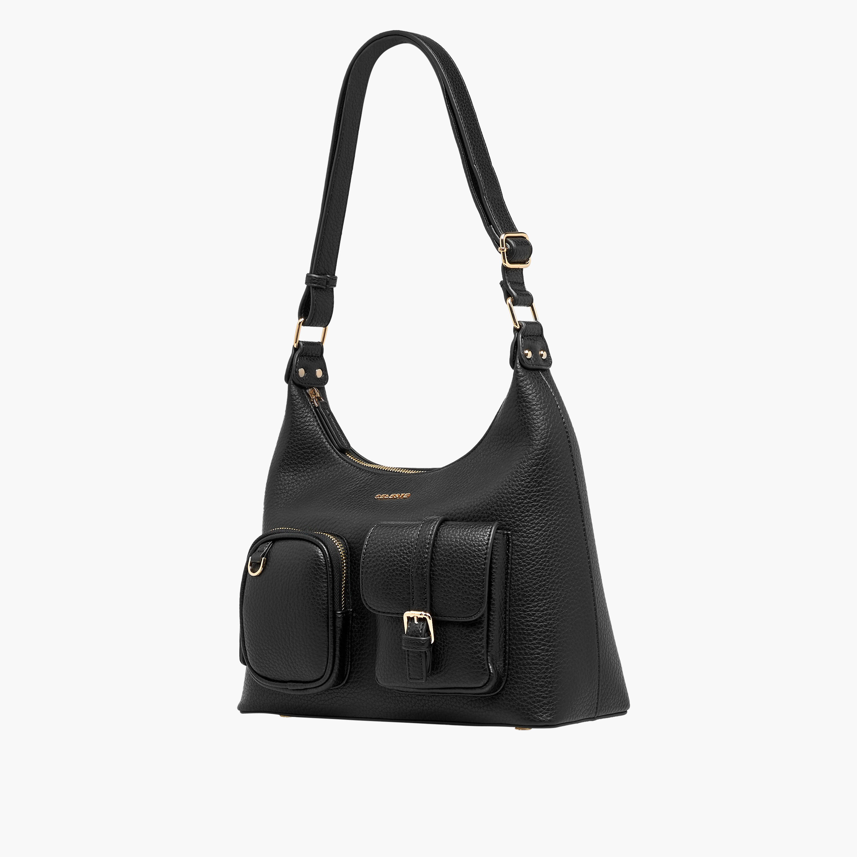 شنطة كتف سادة بسحاب إغلاق وحزام قابل للتعديل من سيليست-women-bagsandwallets-handbags-image-6