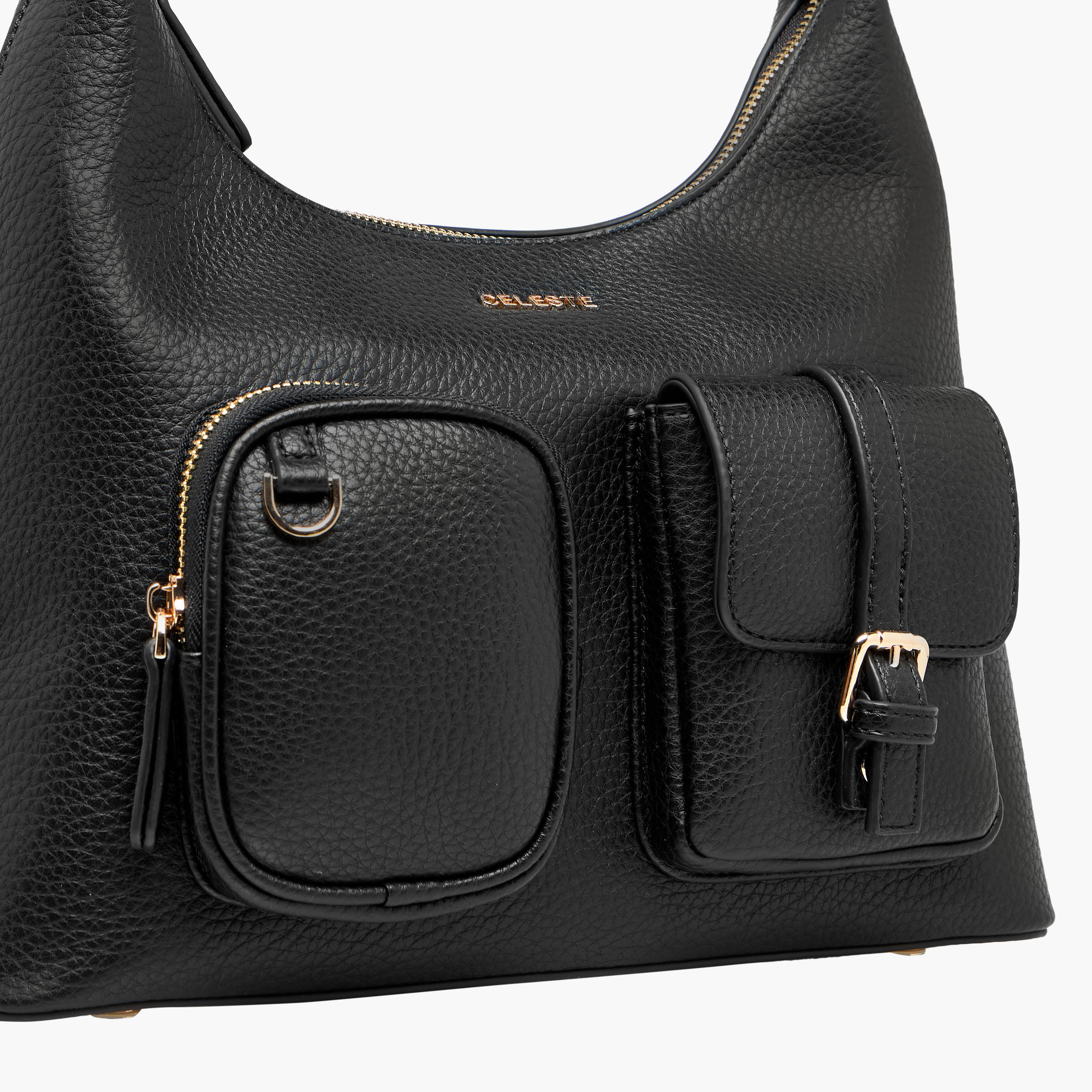 شنطة كتف سادة بسحاب إغلاق وحزام قابل للتعديل من سيليست-women-bagsandwallets-handbags-image-4