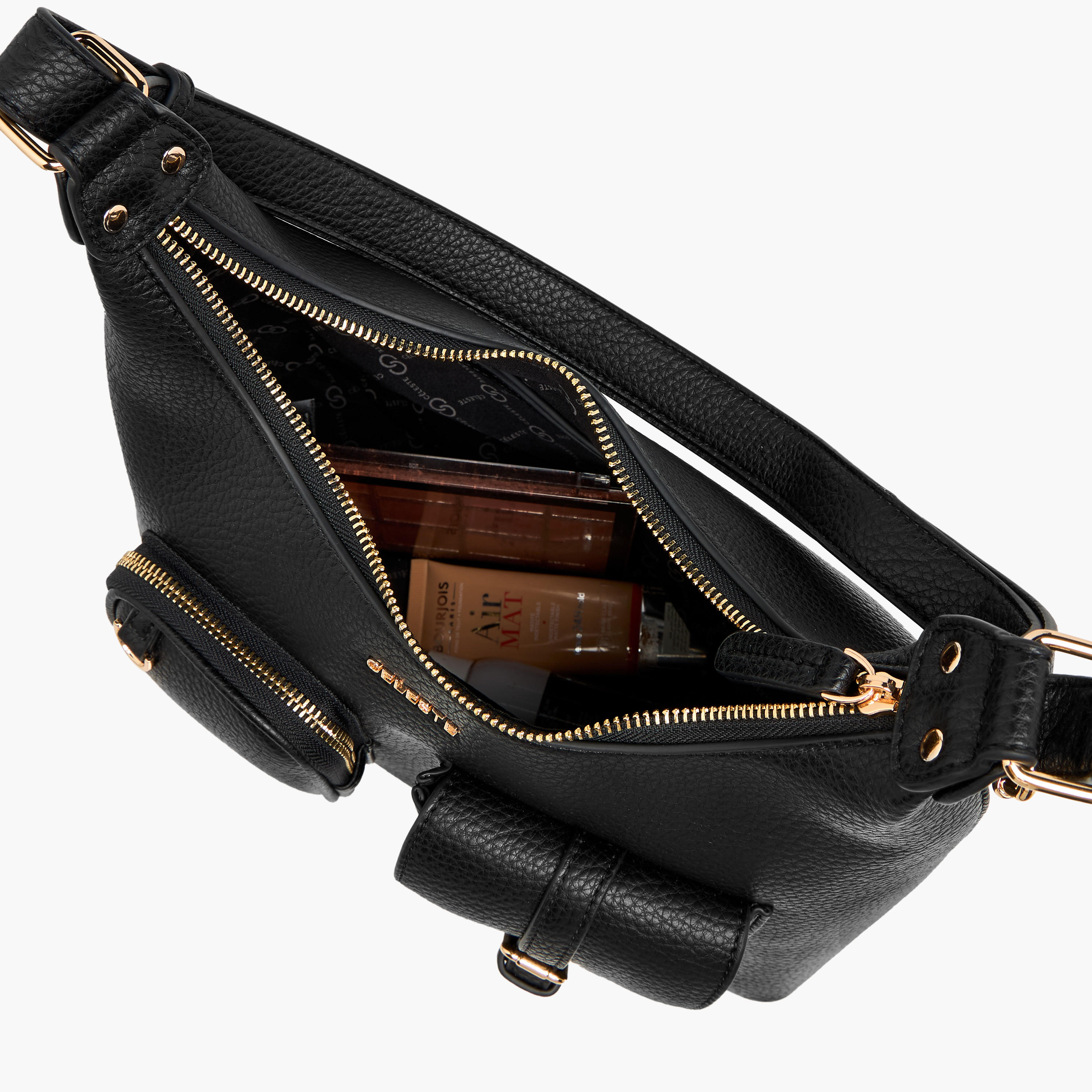 شنطة كتف سادة بسحاب إغلاق وحزام قابل للتعديل من سيليست-women-bagsandwallets-handbags-image-1