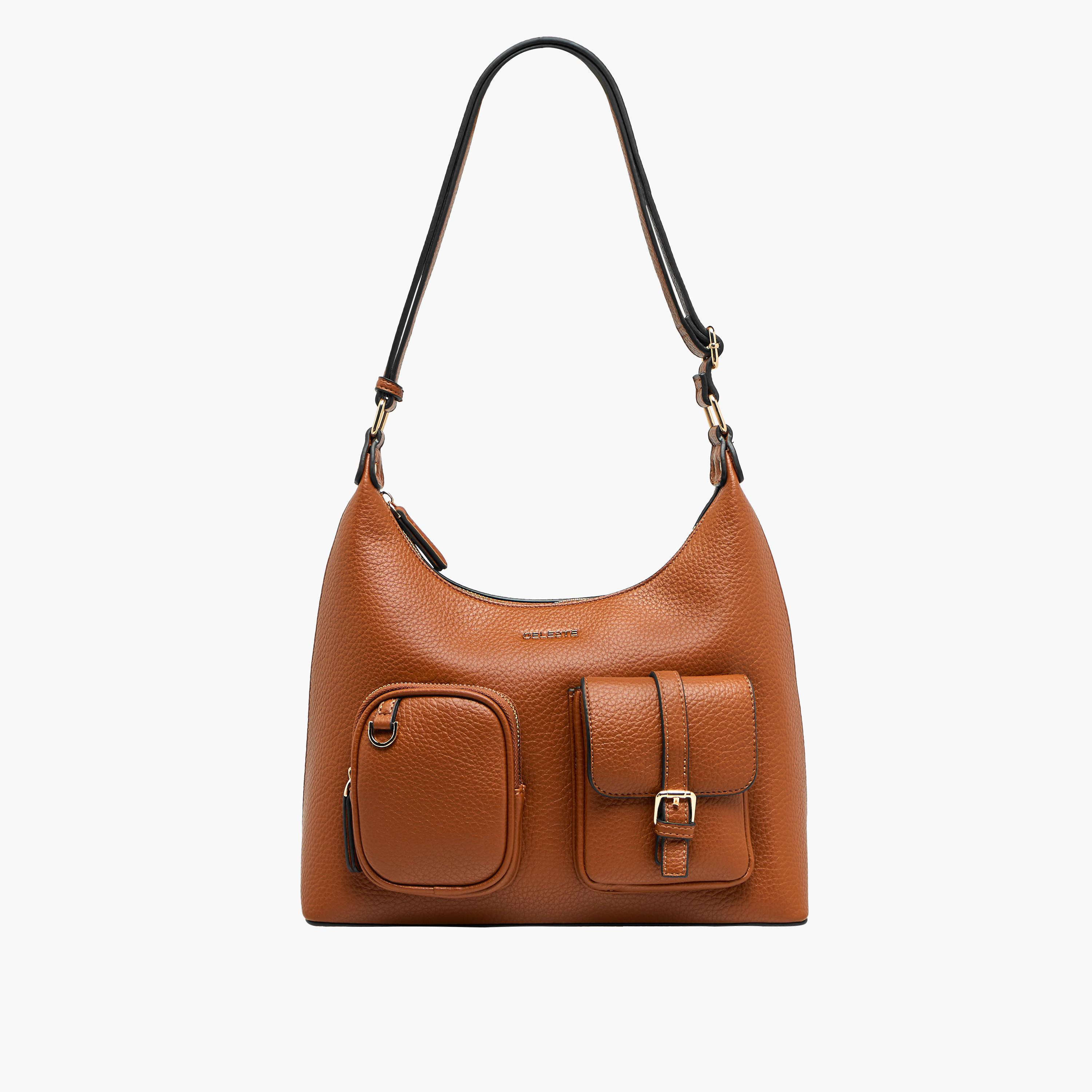 Celeste Solid Shoulder Bag with Adjustable Strap and Zip Closure-women-bagsandwallets-handbags-image-1