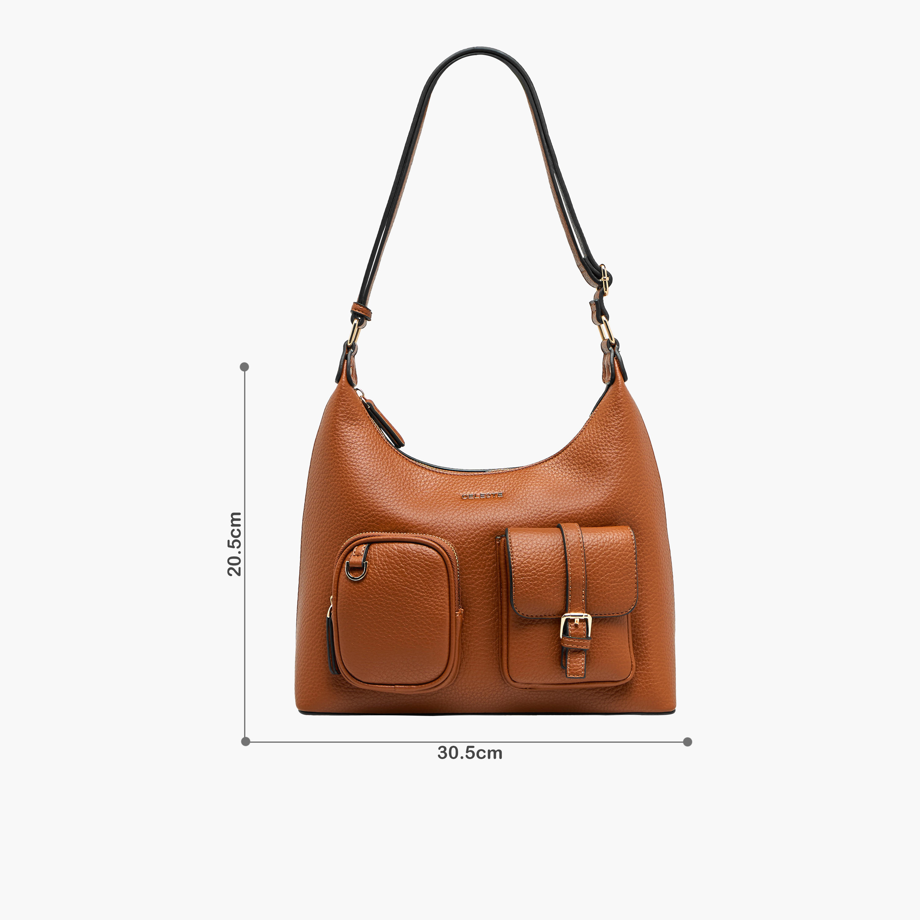 Celeste Solid Shoulder Bag with Adjustable Strap and Zip Closure-women-bagsandwallets-handbags-image-2