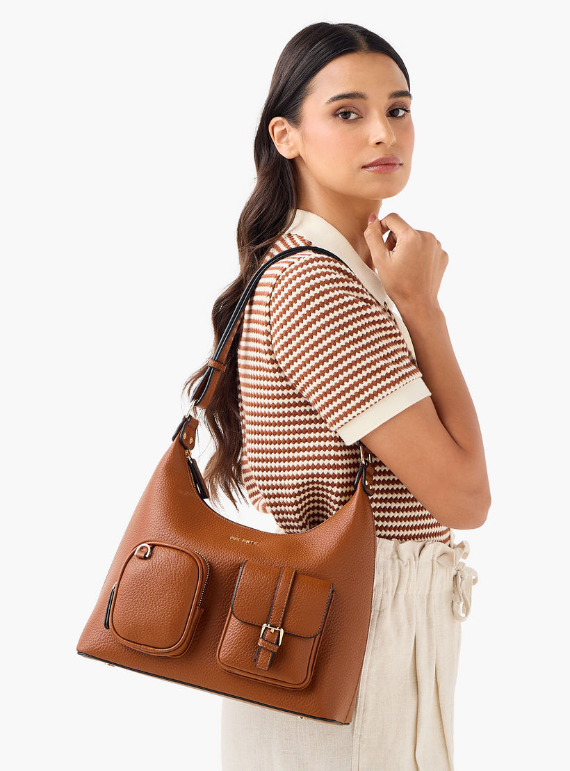 شنطة كتف سادة بسحاب إغلاق وحزام قابل للتعديل من سيليست-women-bagsandwallets-handbags-image-3
