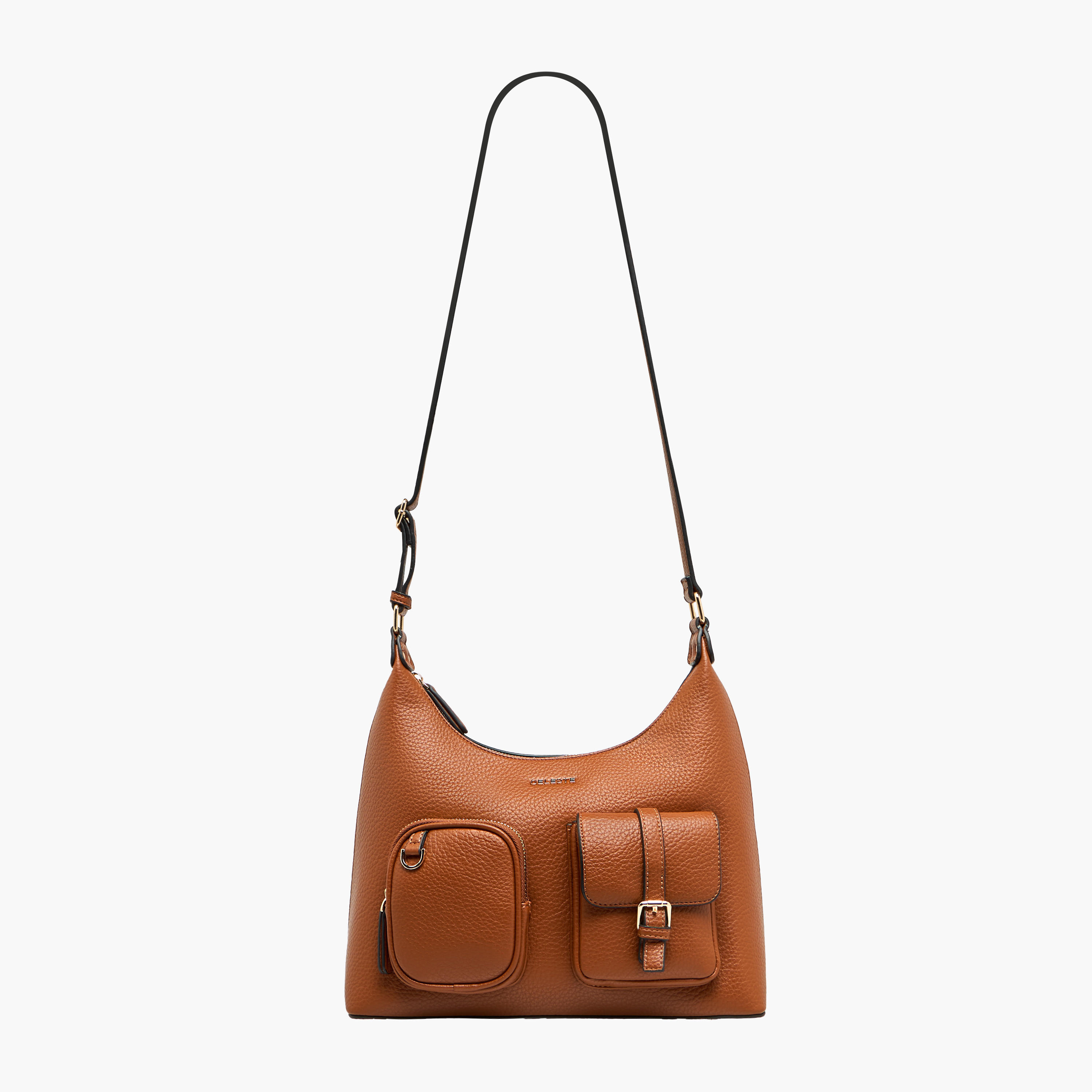 Celeste Solid Shoulder Bag with Adjustable Strap and Zip Closure-women-bagsandwallets-handbags-image-4