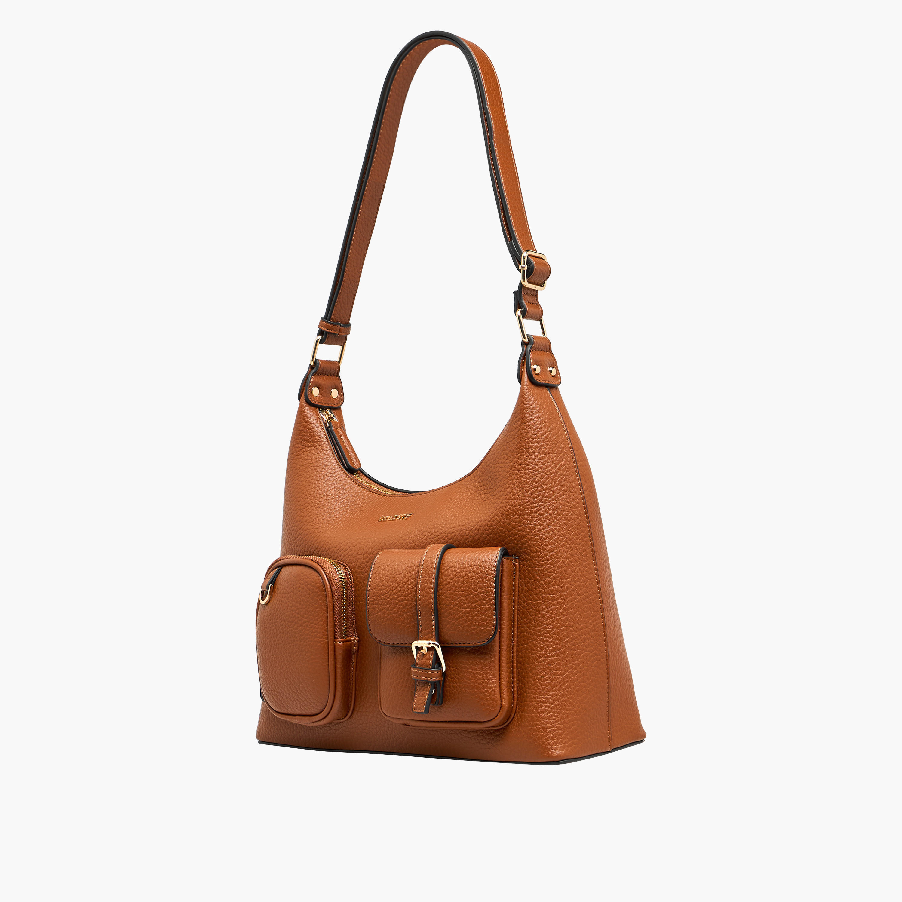 شنطة كتف سادة بسحاب إغلاق وحزام قابل للتعديل من سيليست-women-bagsandwallets-handbags-image-5