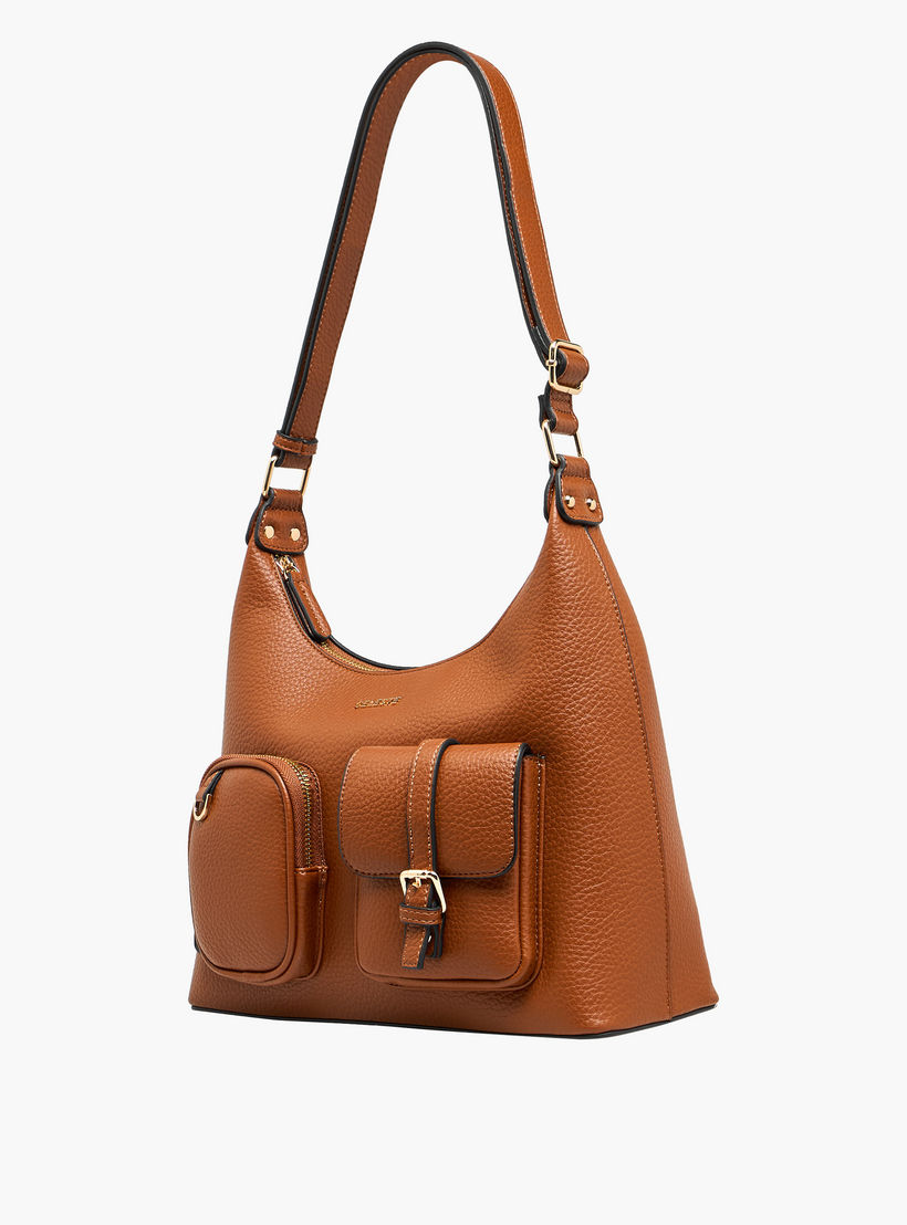 شنطة كتف سادة بسحاب إغلاق وحزام قابل للتعديل من سيليست-women-bagsandwallets-handbags-image-5