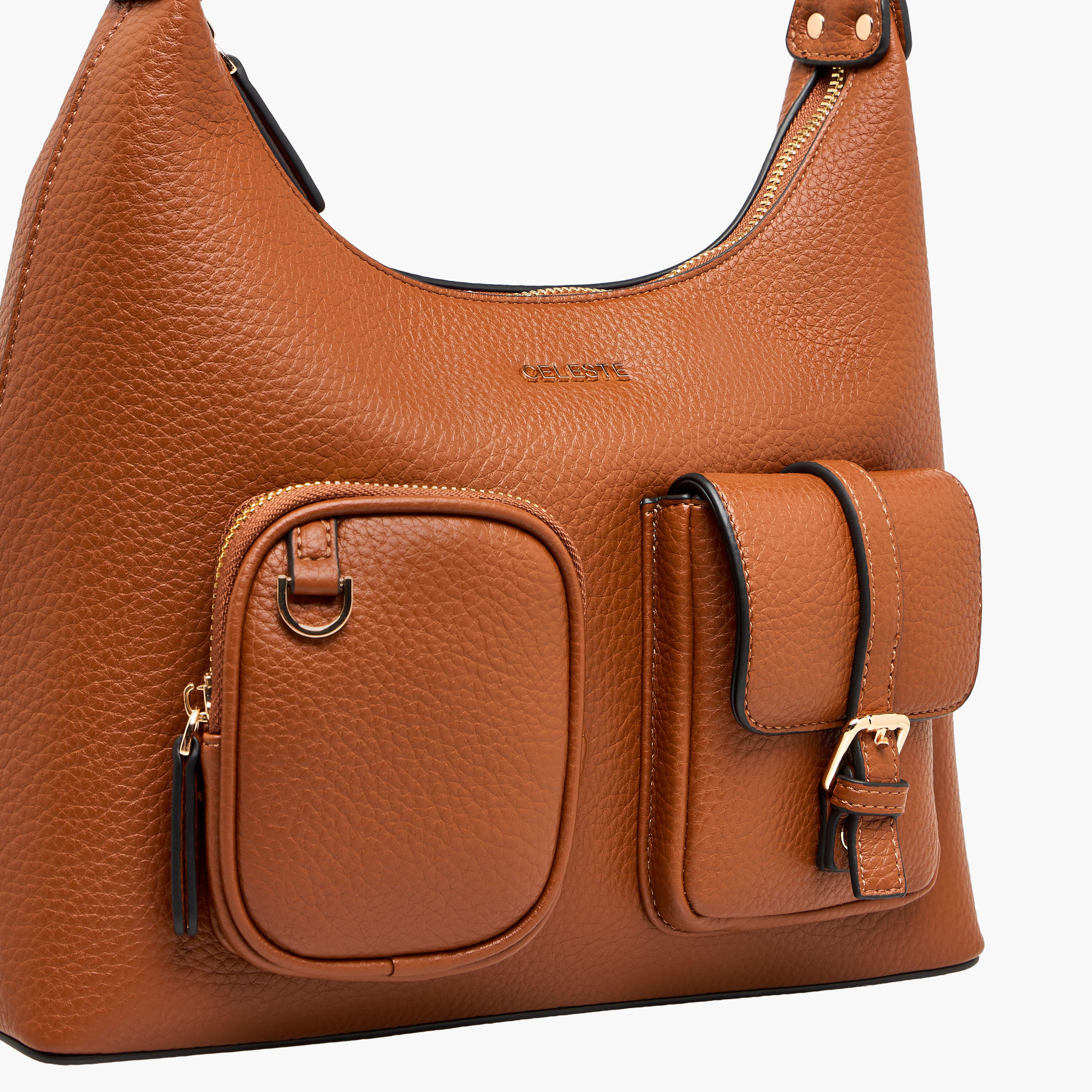 شنطة كتف سادة بسحاب إغلاق وحزام قابل للتعديل من سيليست-women-bagsandwallets-handbags-image-7