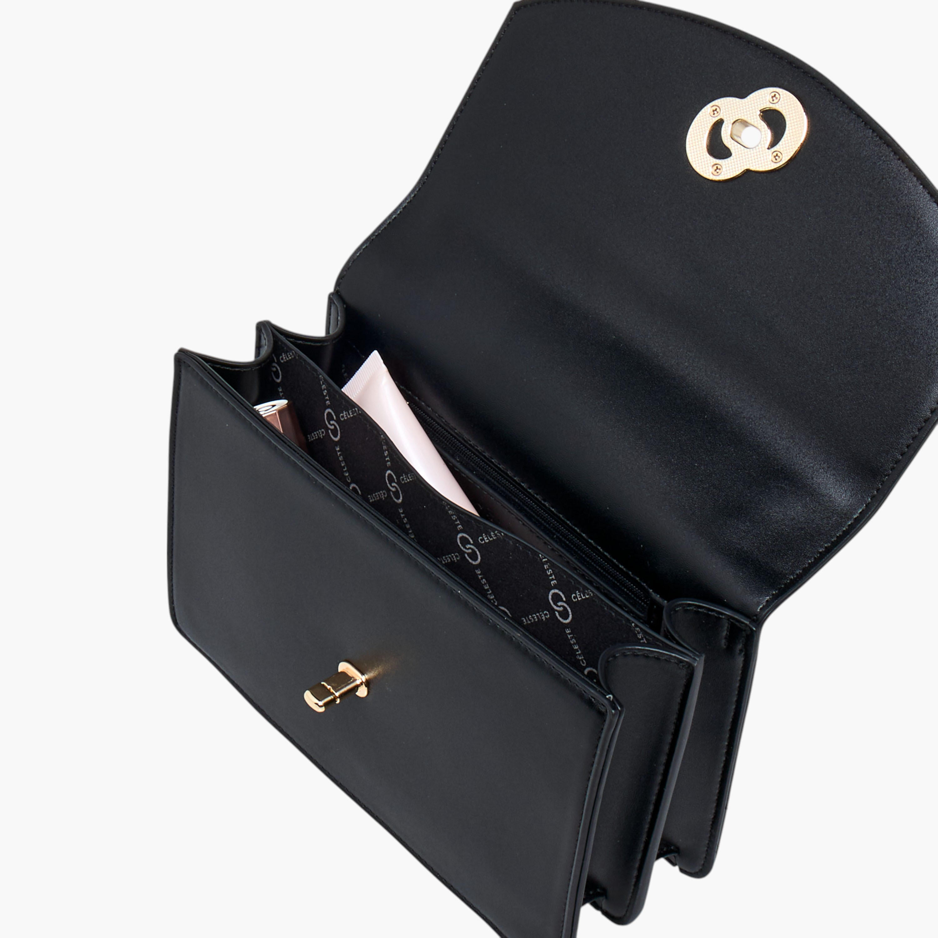 Celeste Solid Crossbody Bag with Chain Strap and Twist Lock Closure-women-bagsandwallets-handbags-image-9