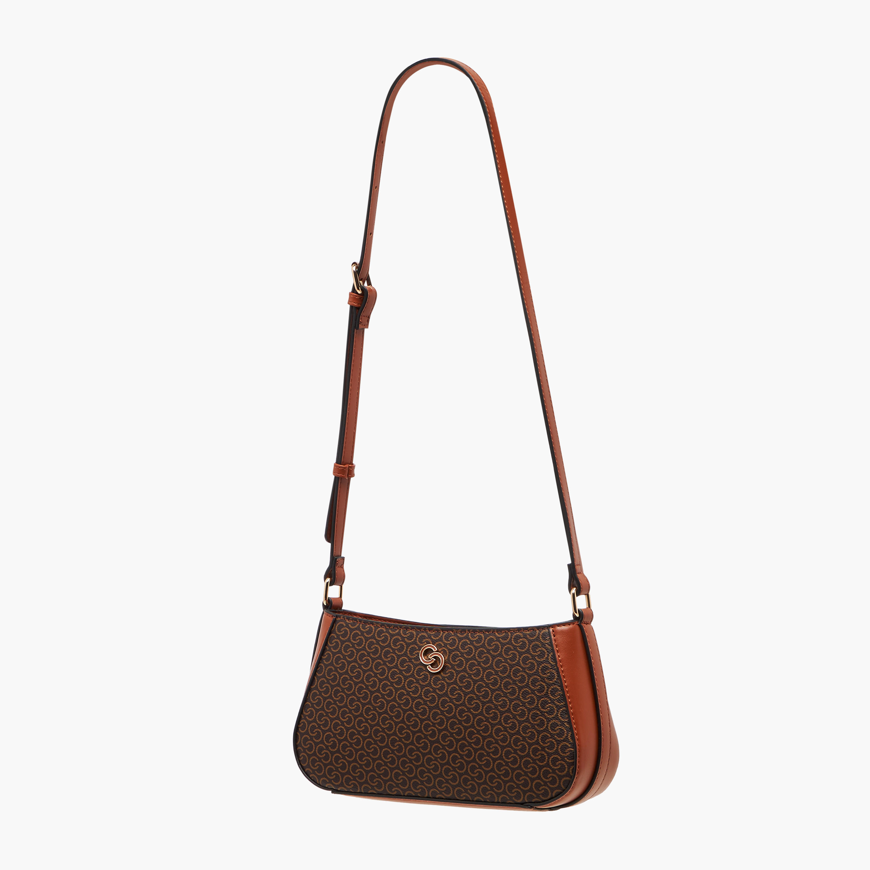 Celeste Monogram Print Shoulder Bag with Adjustable Strap and Zip Closure-women-bagsandwallets-handbags-image-3