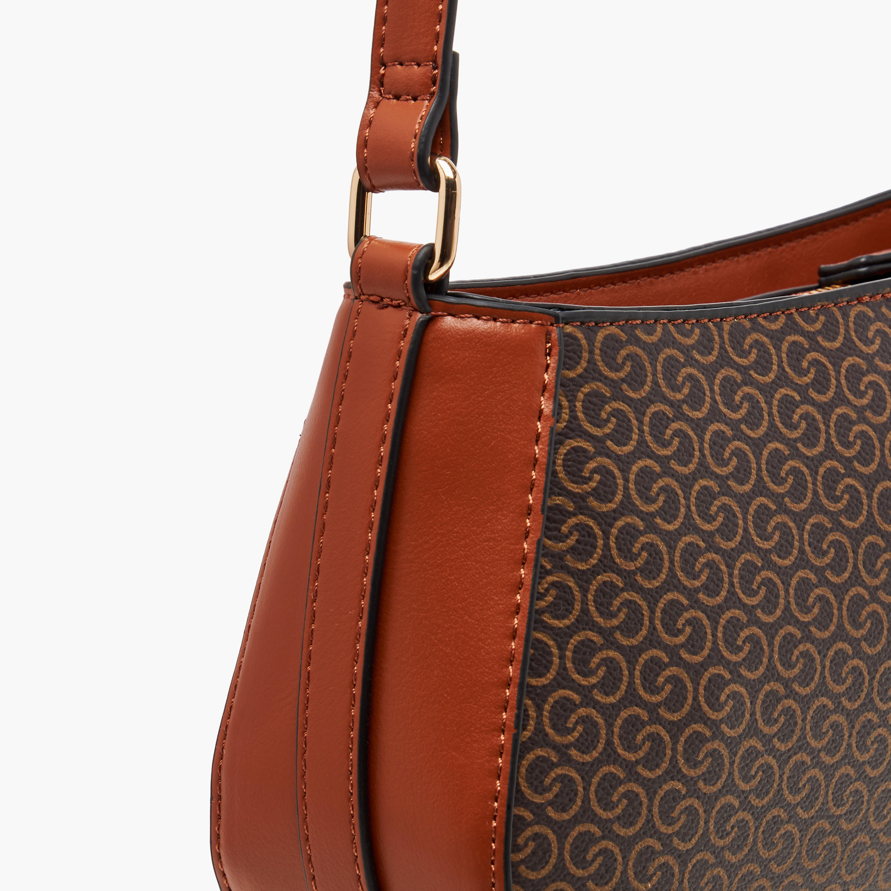 Celeste Monogram Print Shoulder Bag with Adjustable Strap and Zip Closure-women-bagsandwallets-handbags-image-6