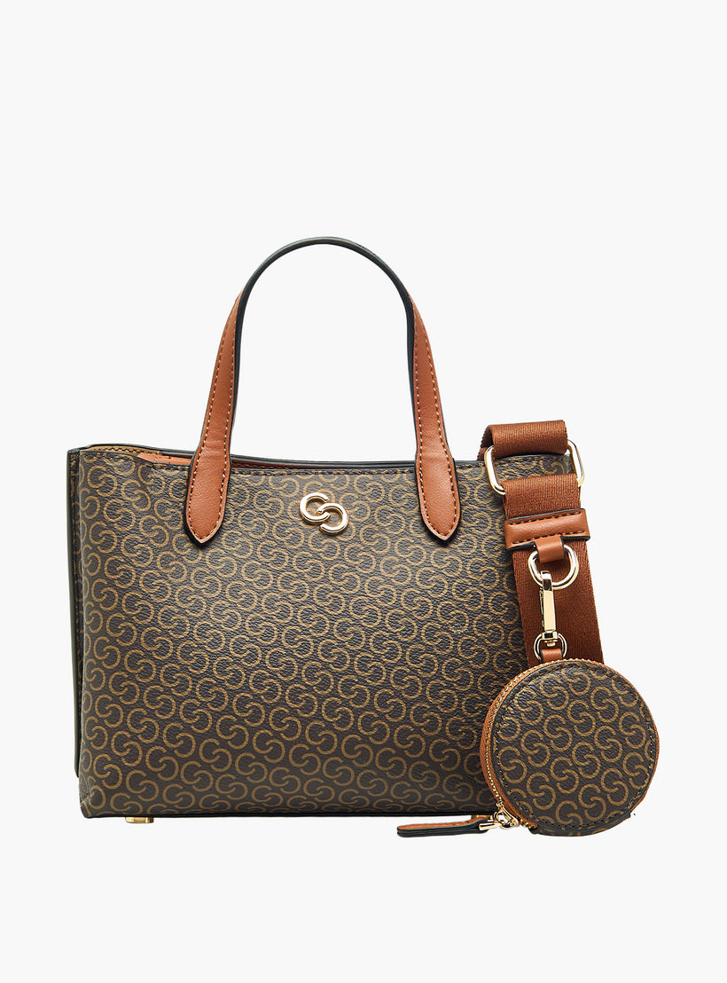 Celeste Monogram Print Tote Bag with Zip Closure and Coin Pouch-women-bagsandwallets-handbags-image-1
