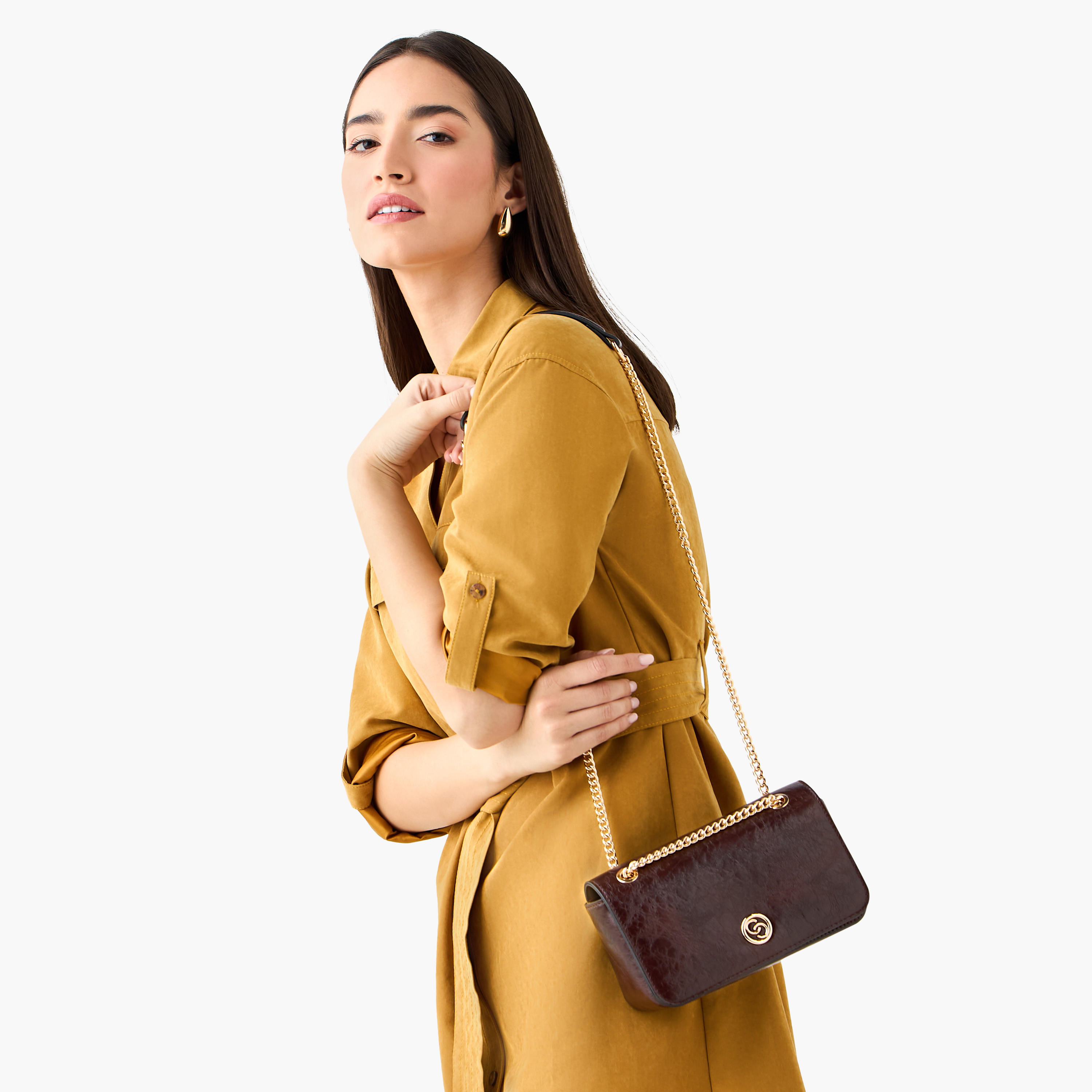 Celeste Textured Crossbody Bag with Chain Strap-women-bagsandwallets-handbags-image-2