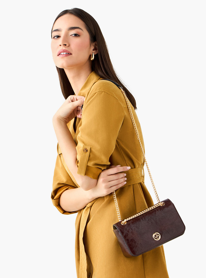 Celeste Textured Crossbody Bag with Chain Strap-women-bagsandwallets-handbags-image-2
