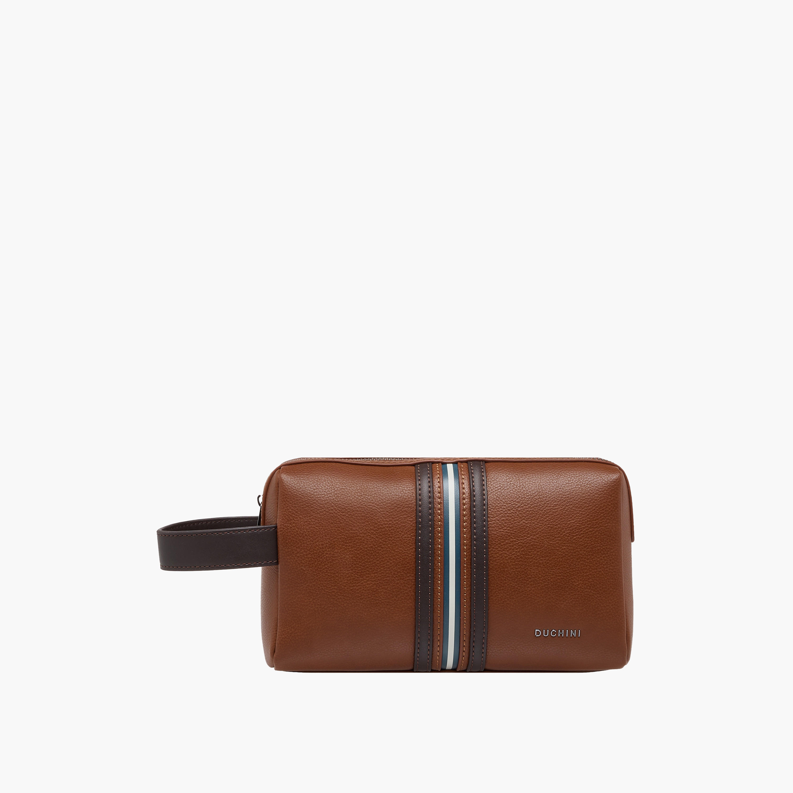 Duchini Striped Pouch with Zip Closure-men-bags-image-1
