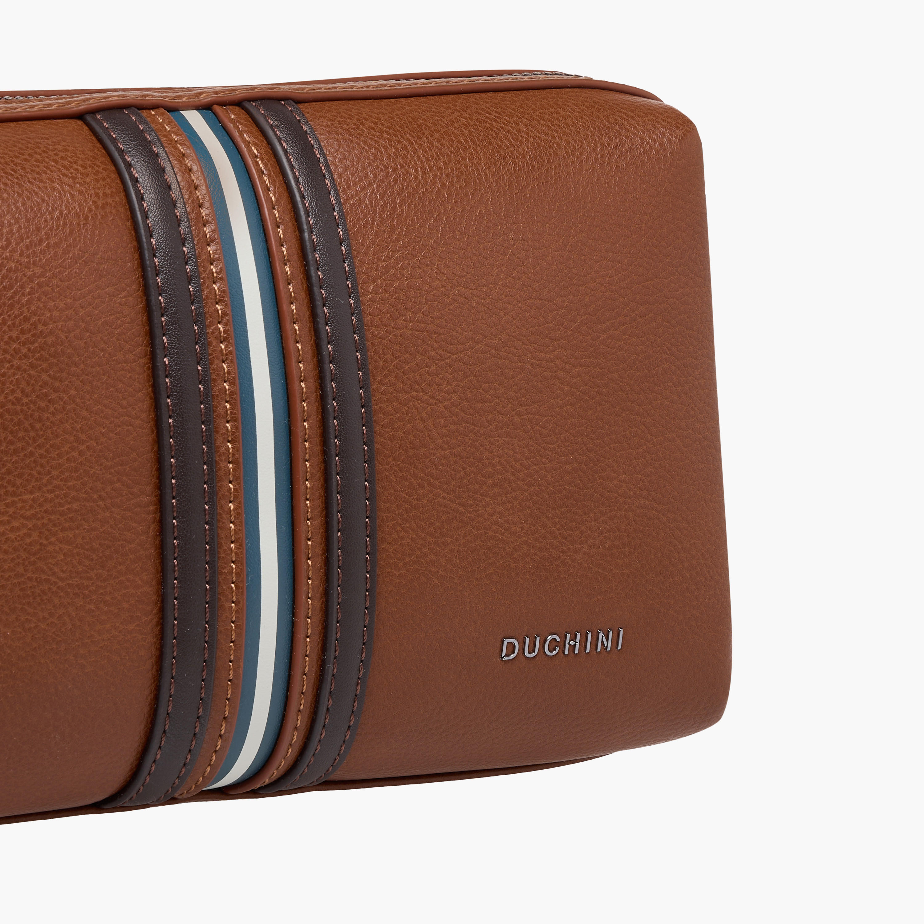 Duchini Striped Pouch with Zip Closure-men-bags-image-5