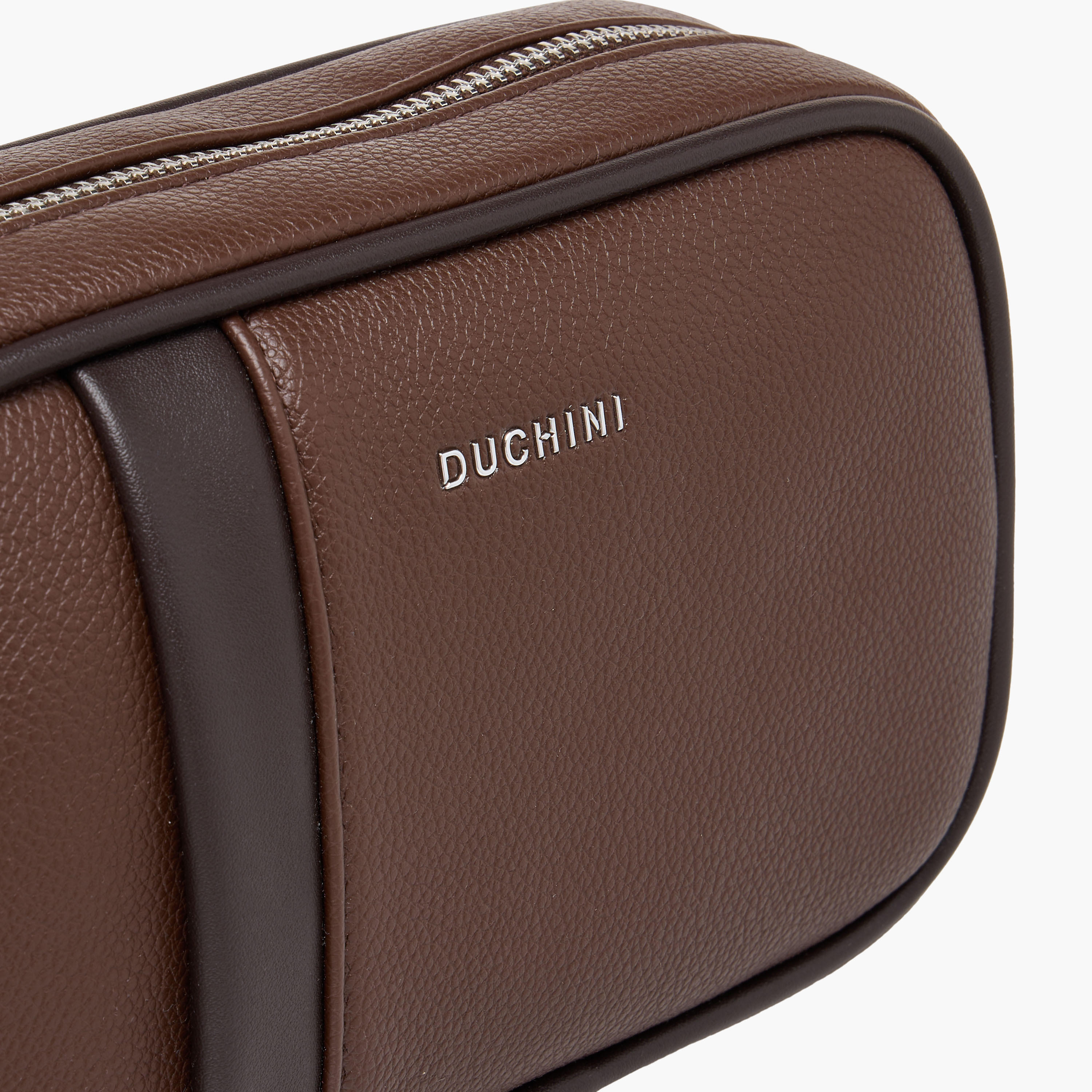 Duchini Panelled Pouch with Zip Closure-men-bags-image-5