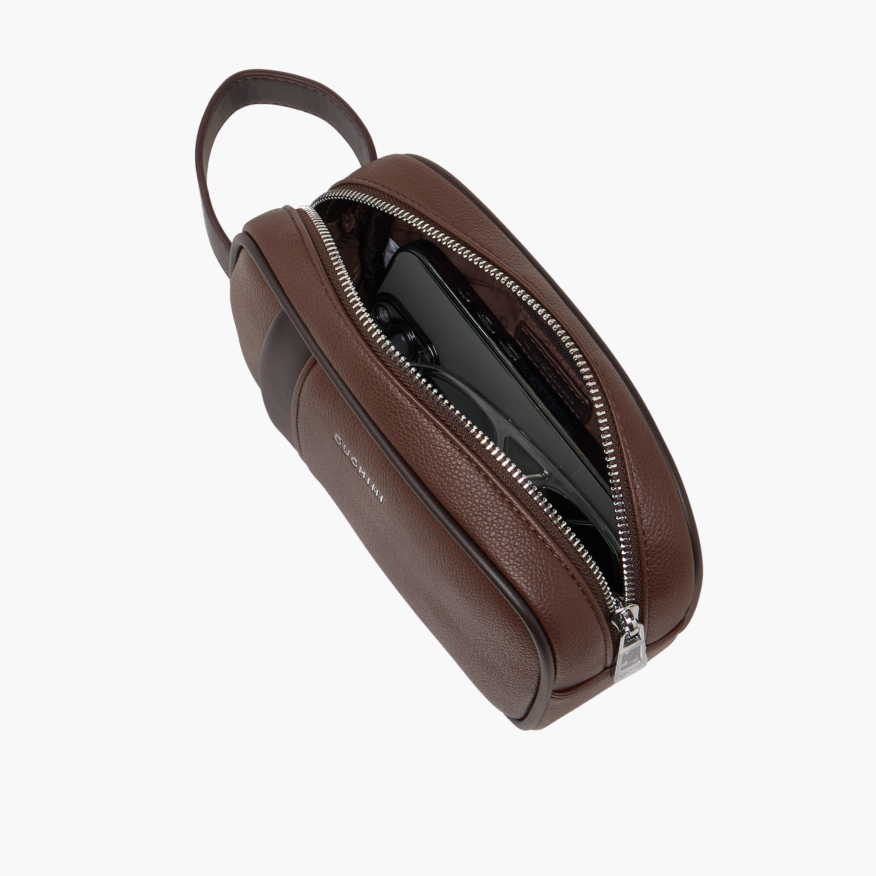 Duchini Panelled Pouch with Zip Closure-men-bags-image-7