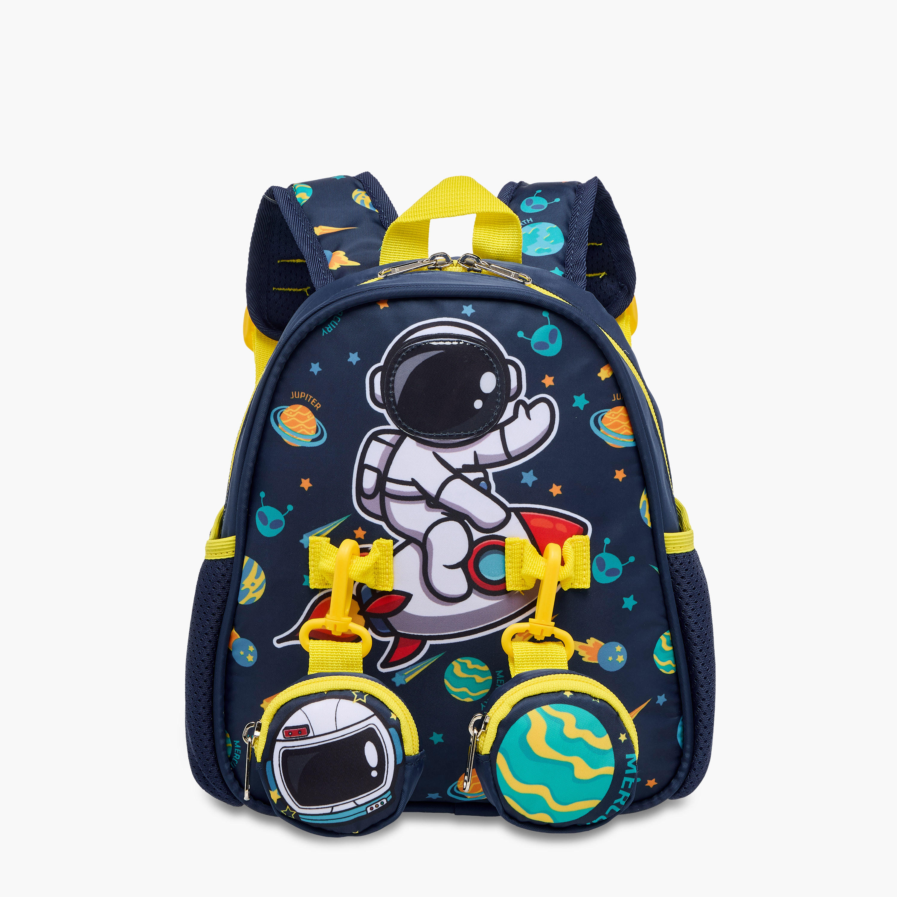 Supercute Astronaut Print Backpack with Shoulder Straps and Detachable Pouches - 26x10x28 cms-school-bagsandbackpacks-backpacks-image-1